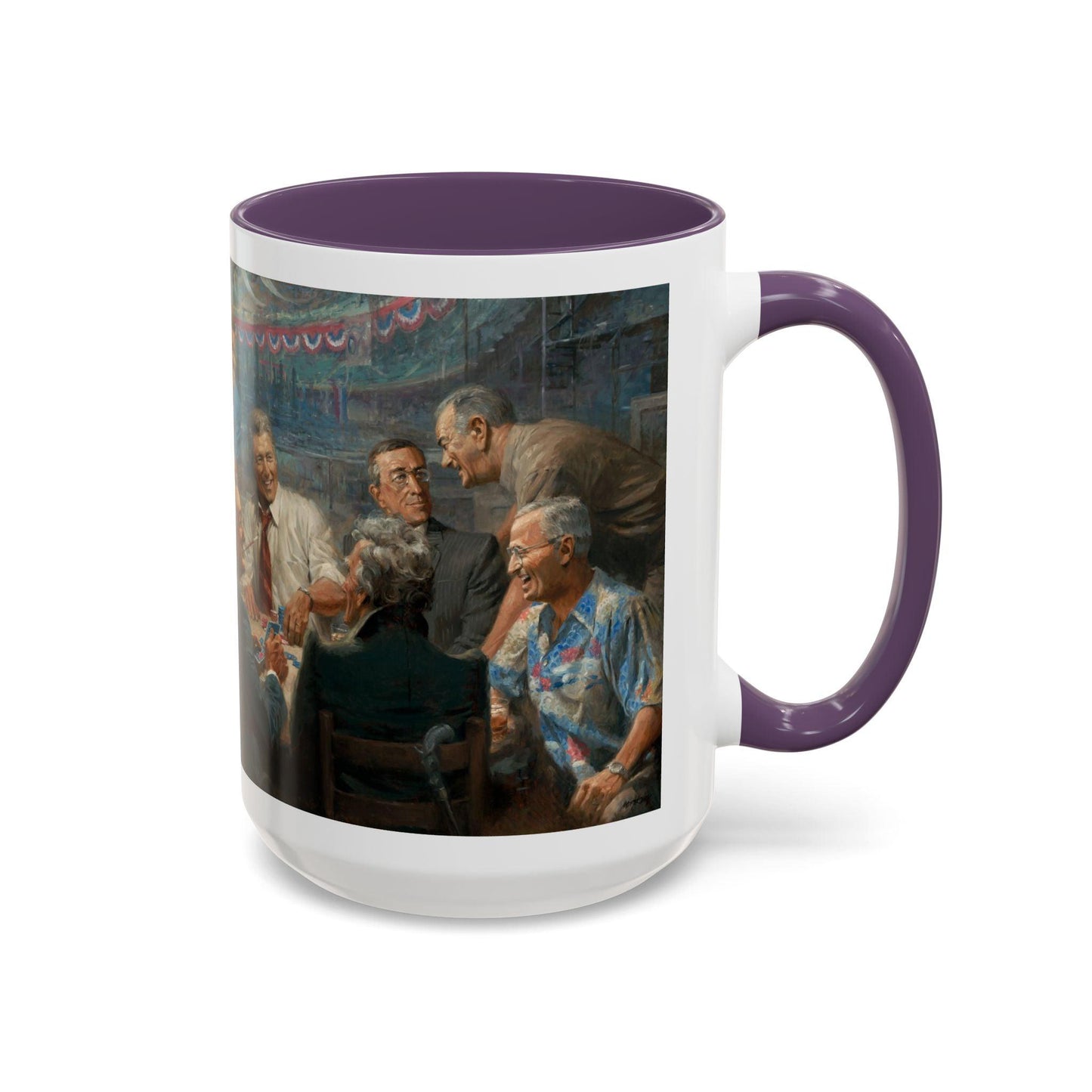 True Blues Accented Coffee Mug 11oz & 15oz - US Dem. Presidents Playing Poker - Andy Thomas Designs