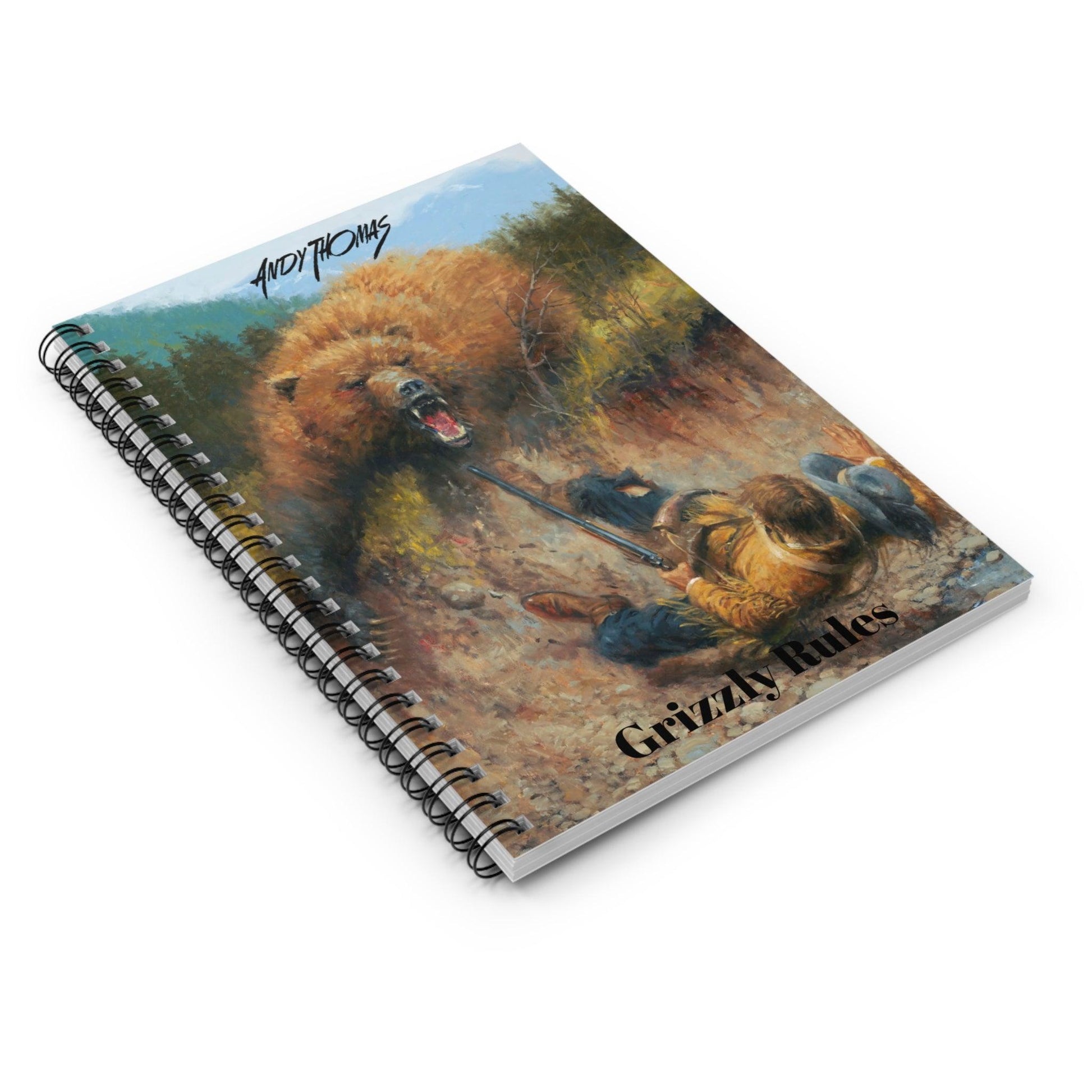 Grizzly Rules - Spiral Notebook - Ruled Line - Grizzly Attack - Andy Thomas Designs