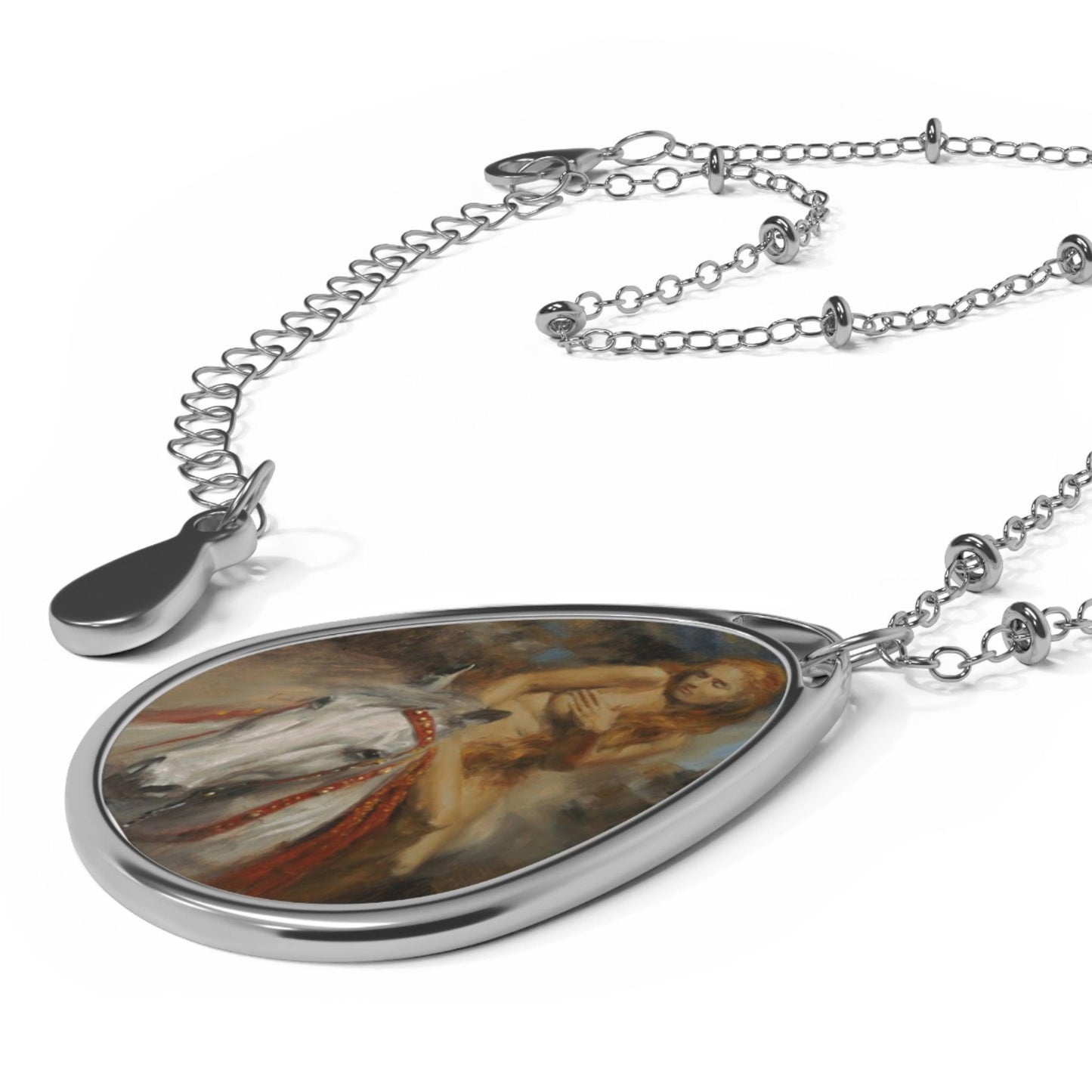 Lady Godiva - Elegant Oval Necklace with Artistic Horse Design - Perfect Gift for Horse Lovers - Andy Thomas Designs