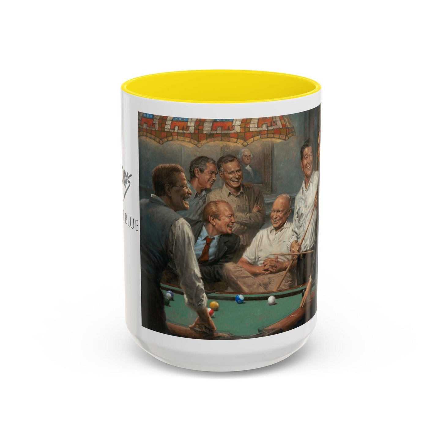 Callin' the Blue - Elegant Accent Coffee Mug 11oz & 15oz - US Presidents Playing Pool - Andy Thomas Designs