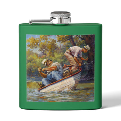 It's a Big One - Fishing Scene Stainless Steel Flask - Perfect for Outdoorsy Gifting