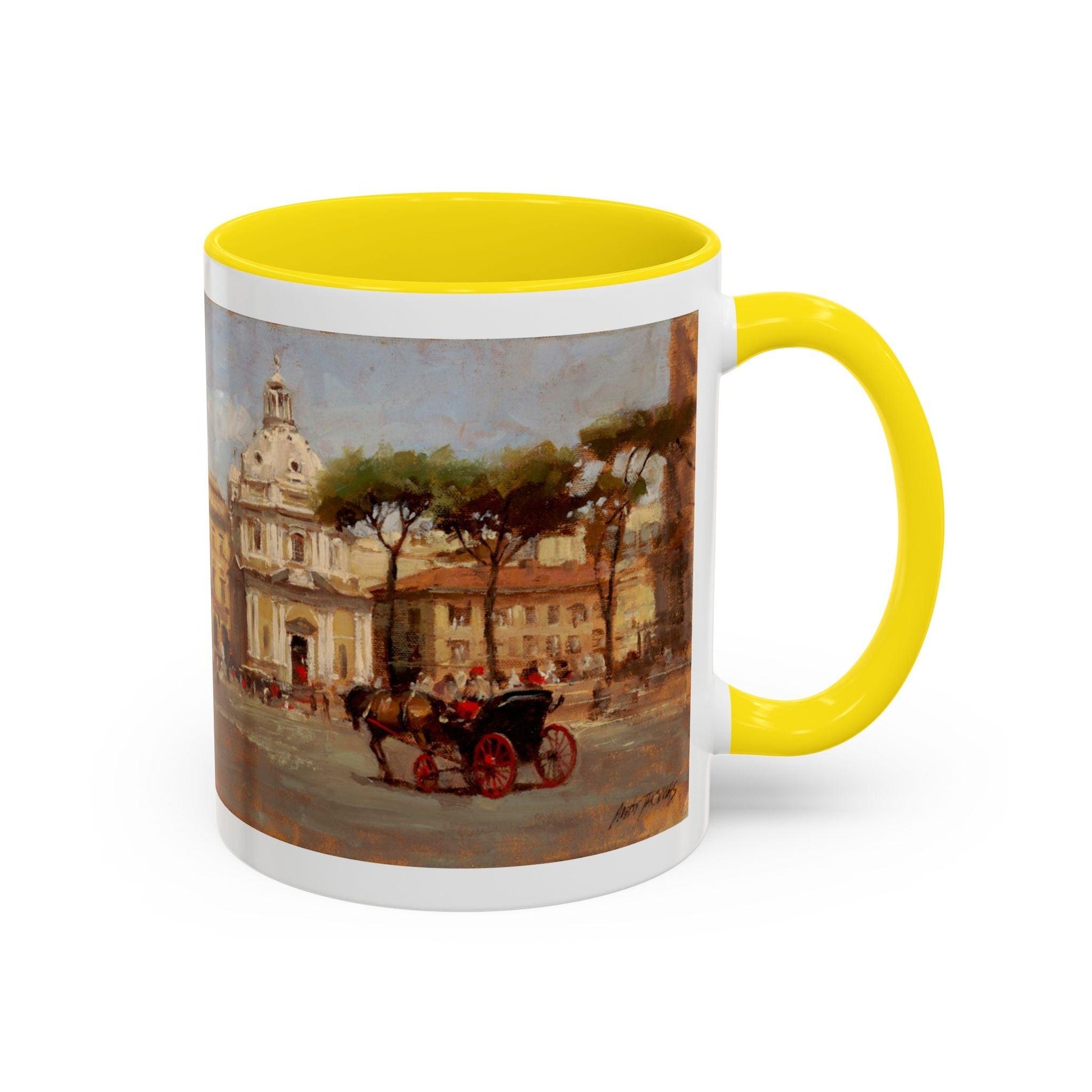 Buggy Ride at Piazza del Popolo - Elegant Accented Coffee Mug - 11oz & 15oz - Italian Landscapes - Andy Thomas Designs