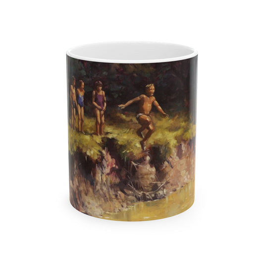 Kids in the Creek | Ceramic Mug — Vintage Country Life Coffee Cup (11oz/15oz)