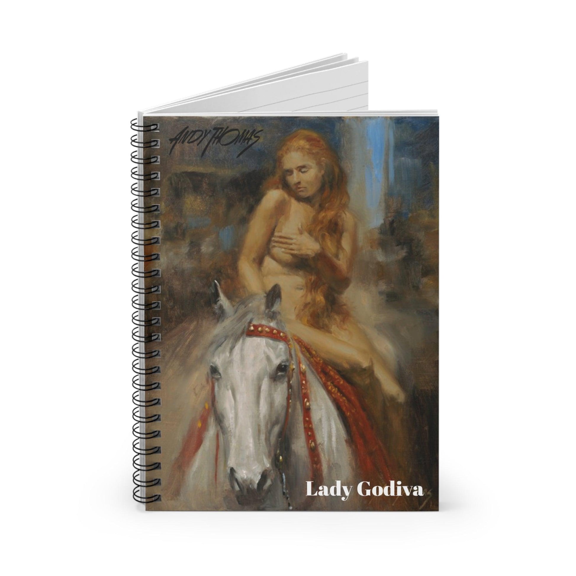 Lady Godiva - Spiral Notebook Ruled Line - 11th century Anglo-Saxon noblewoman - Andy Thomas Designs