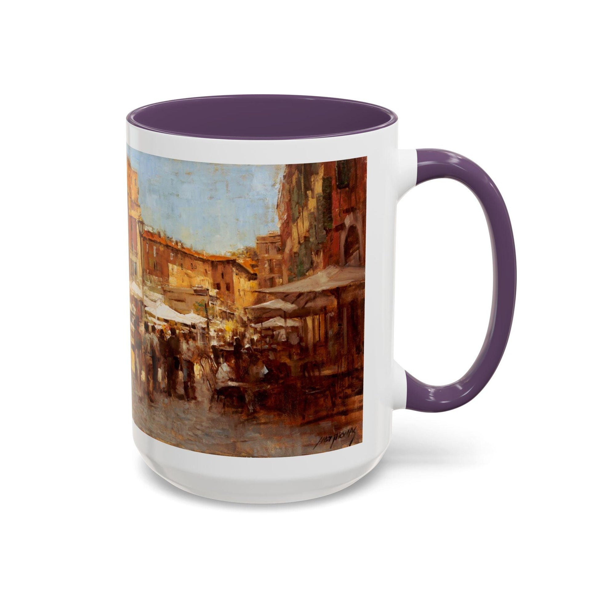 Tuscany Markets in the Middle - Elegant Accented Coffee Mug - 11oz & 15oz - Italian Landscapes - Andy Thomas Designs