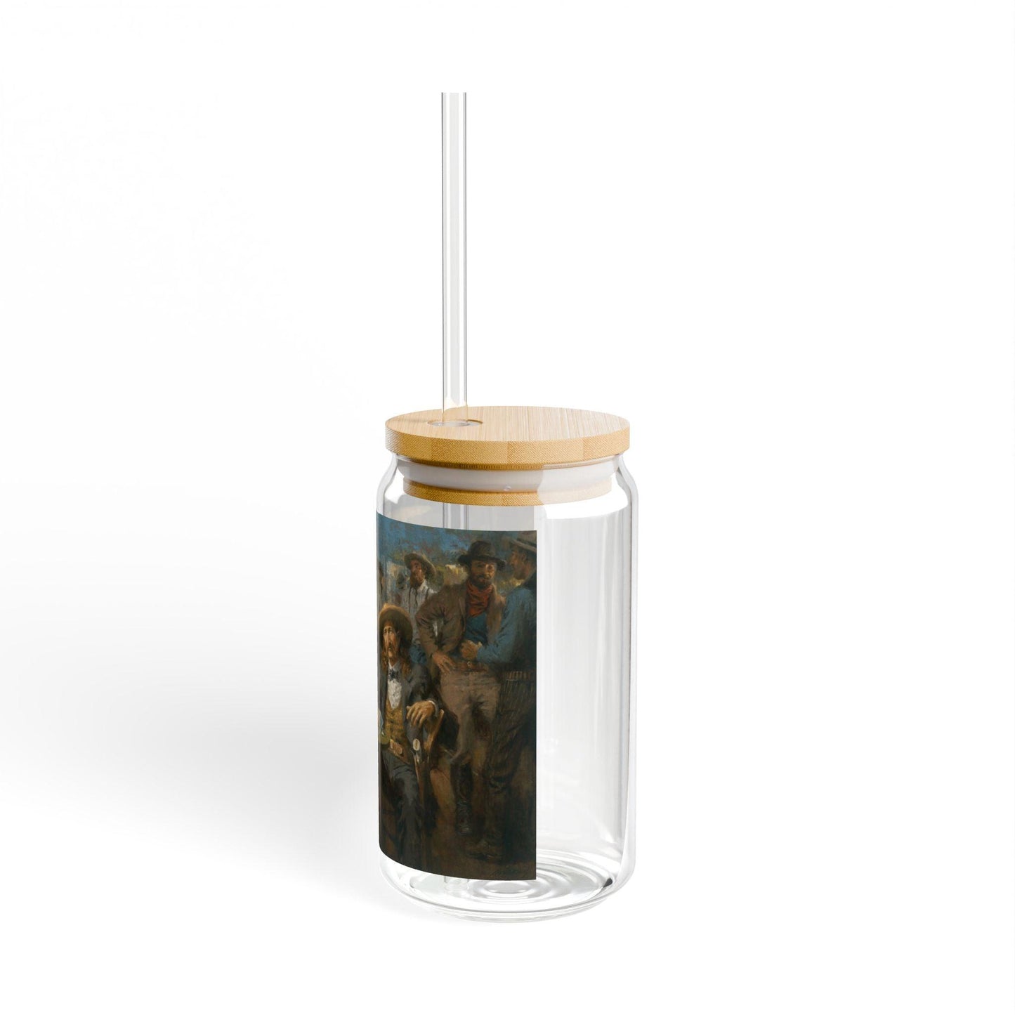 Wild Bill's Last Deal | Artistic 16oz Sipper Glass with Eco-Friendly Bamboo Lid - Andy Thomas Designs