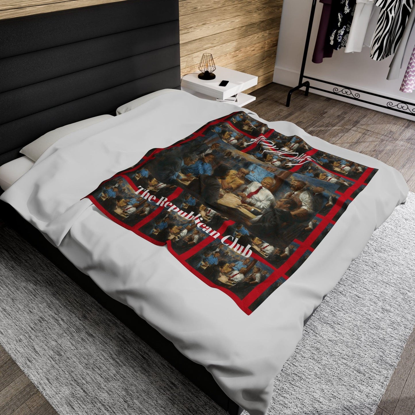 The Repub. Club Patterned - Velveteen Plush Blanket with Trump - Andy Thomas Designs