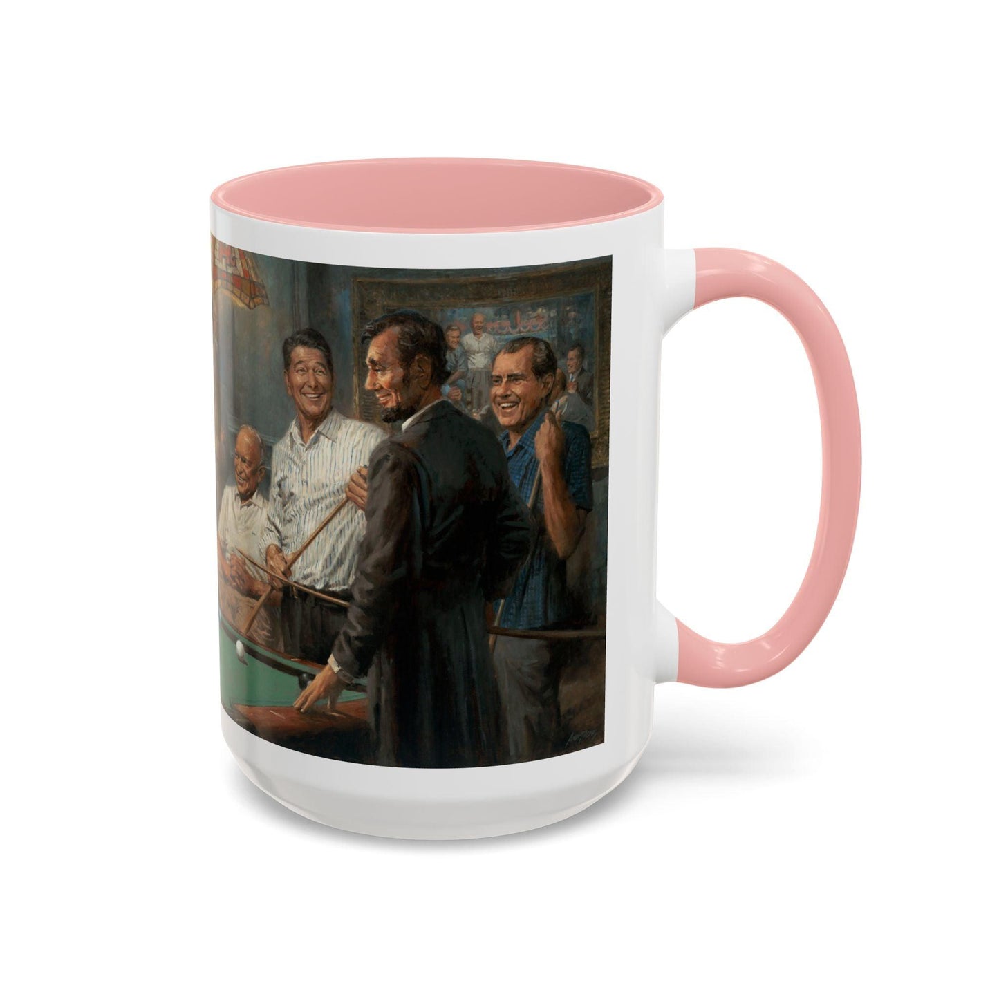 Callin' the Blue - Elegant Accent Coffee Mug 11oz & 15oz - US Presidents Playing Pool - Andy Thomas Designs