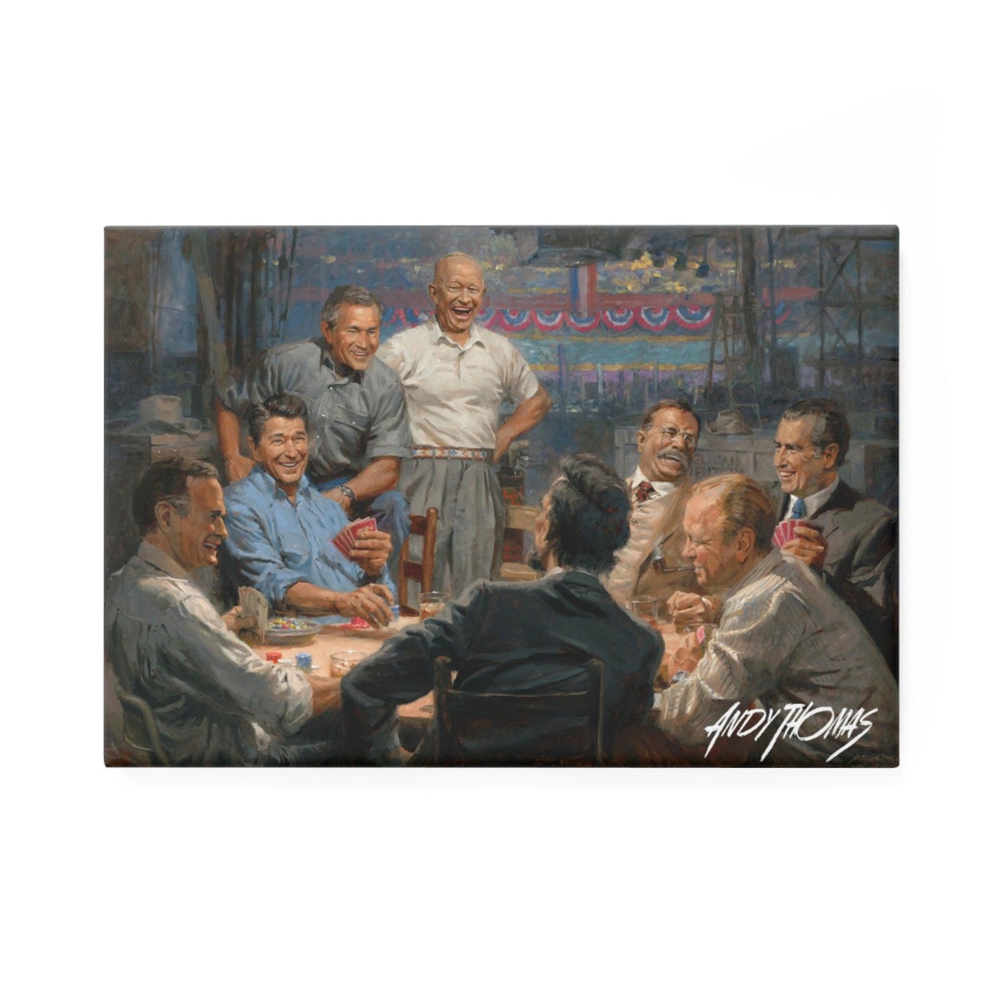 Grand Ol' Gang Button Magnet - Political Collectible - US Presidents Playing Poker - Andy Thomas Designs