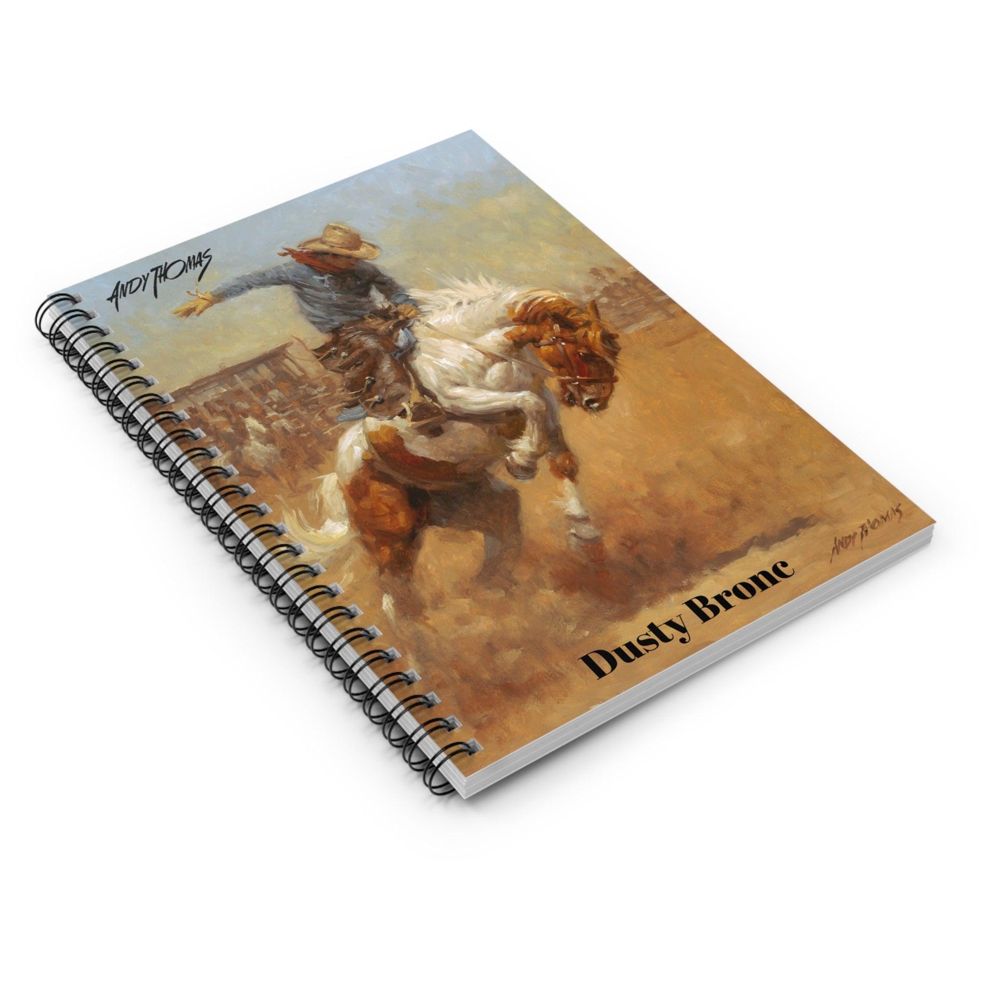 Dusty Bronc - Spiral Notebook Ruled Line - Cowboy at the Rodeo - Andy Thomas Designs