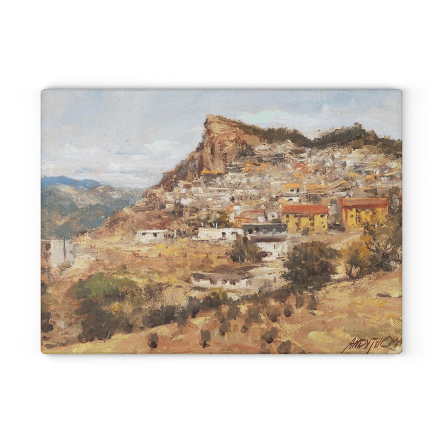 San Nicola dell'Alto - Glass Cutting Board | Rustic Kitchen Decor | Italian Landscapes - Andy Thomas Designs