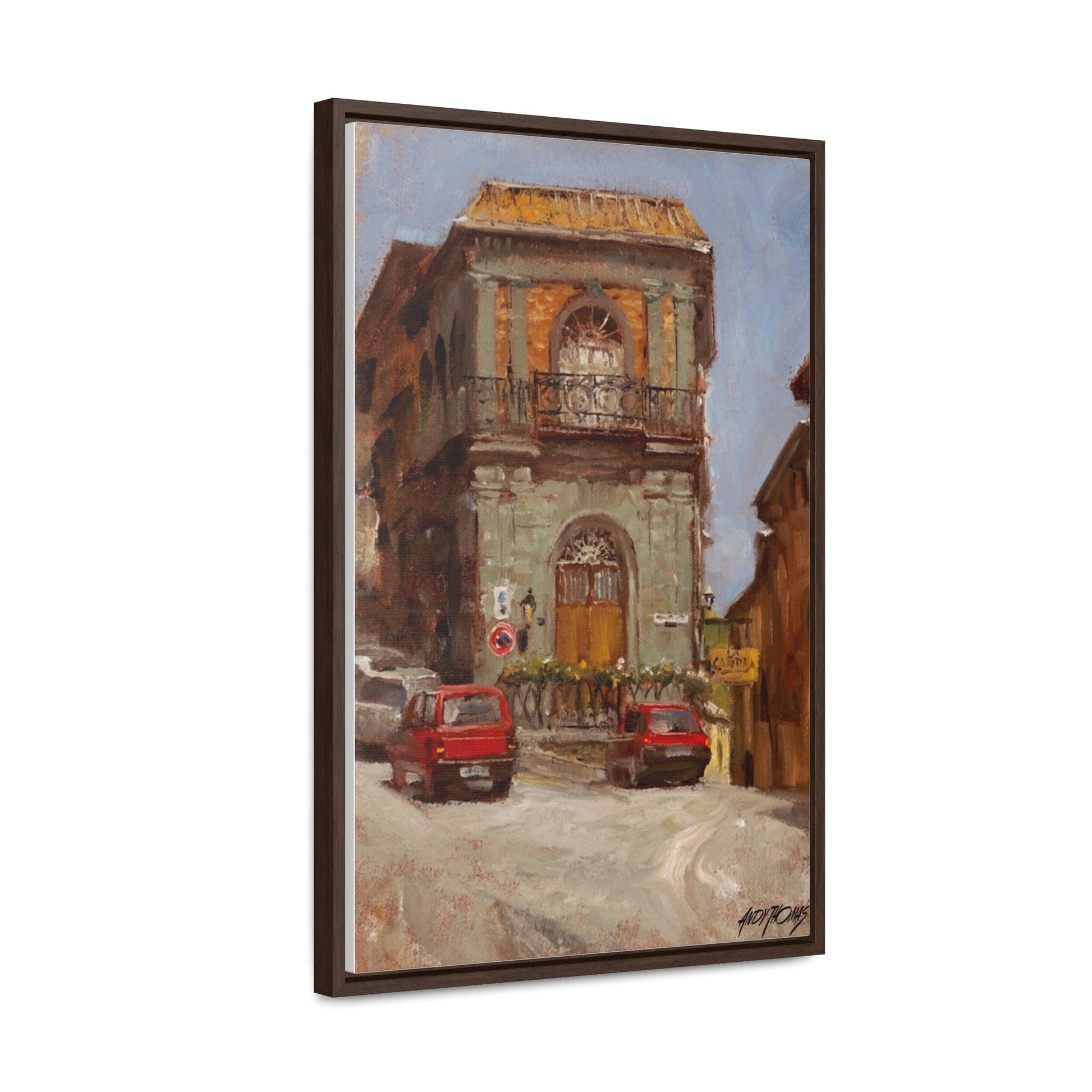 Italian Cars - Charming Vertical Canvas Wrap - Artful Italian Street Home Decor - Andy Thomas Designs