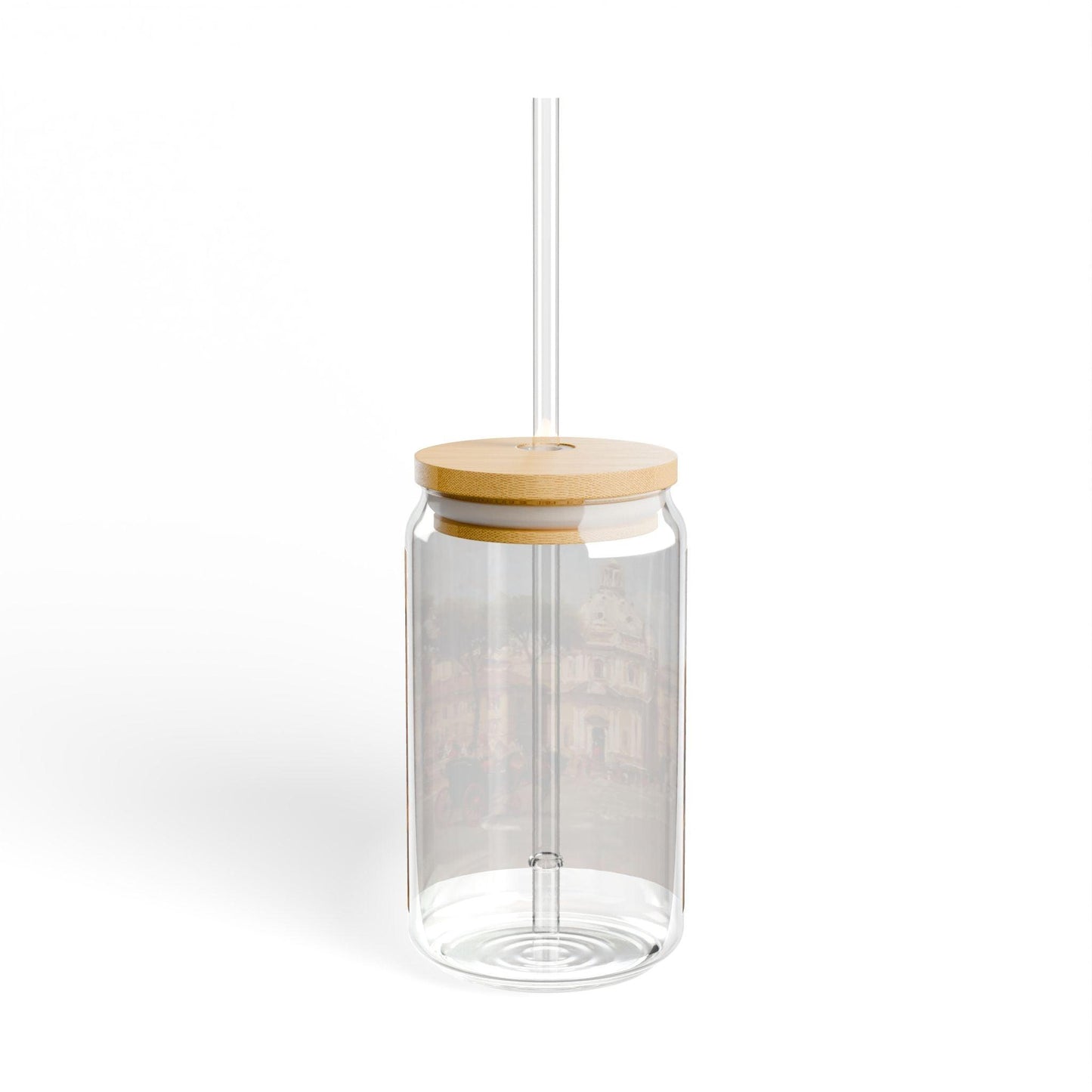 Buggy Ride at Piazza del Popolo | Italian Landscape-Themed 16oz Sipper Glass with Bamboo Lid - Andy Thomas Designs