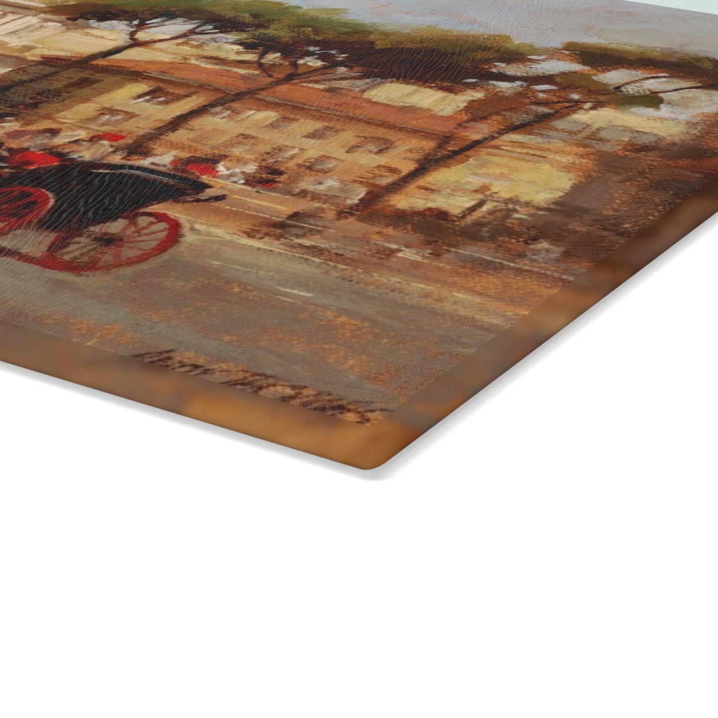 Buggy Ride at Piazza del Popolo - Glass Cutting Board | Italian Landscape - Perfect for Cooking and Décor - Andy Thomas Designs