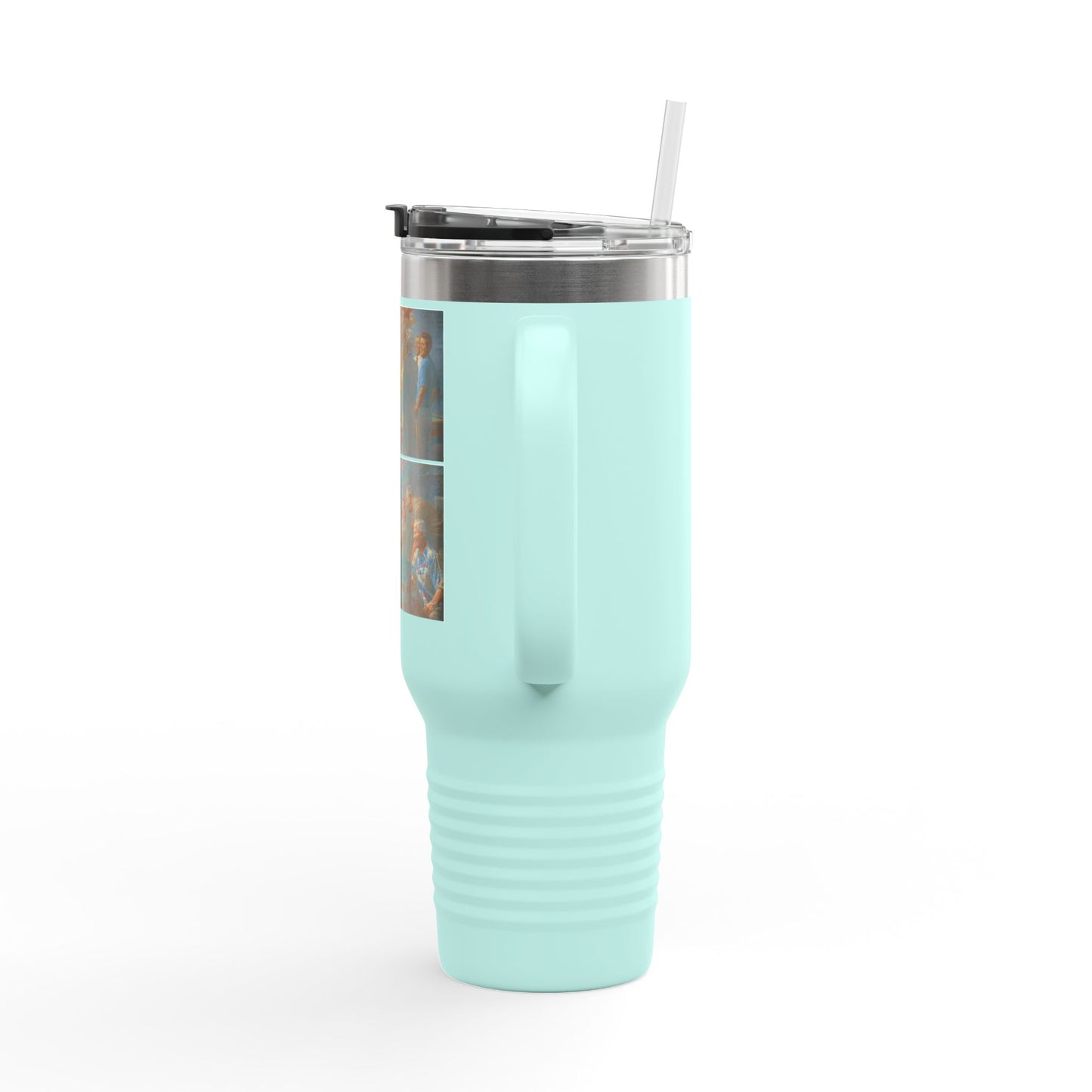 Callin' the Red & True Blues on Bold Insulated Travel Mug - 40oz with Democrat Presidents Duo Playing Pool and Poker combo