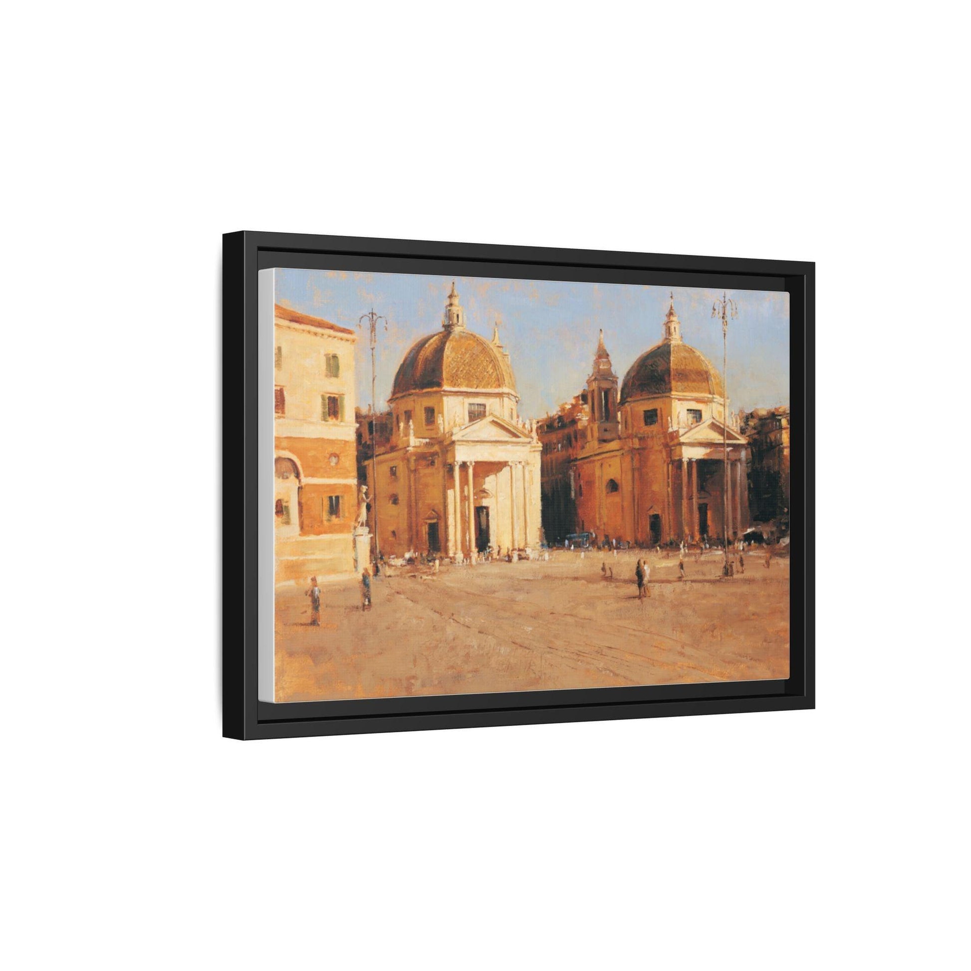 Piazza del Popolo - Framed Matte Canvas Art - Colorful Italian Landscape - Andy Thomas Designs