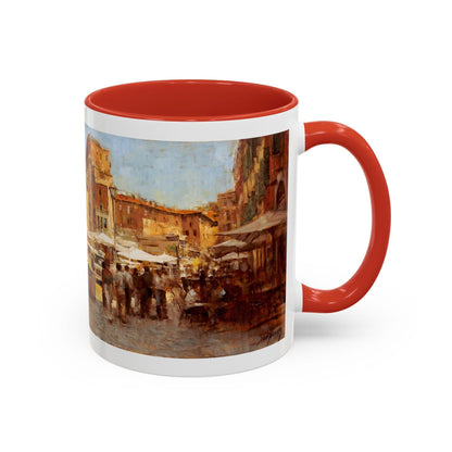 Tuscany Markets in the Middle - Elegant Accented Coffee Mug - 11oz & 15oz - Italian Landscapes - Andy Thomas Designs