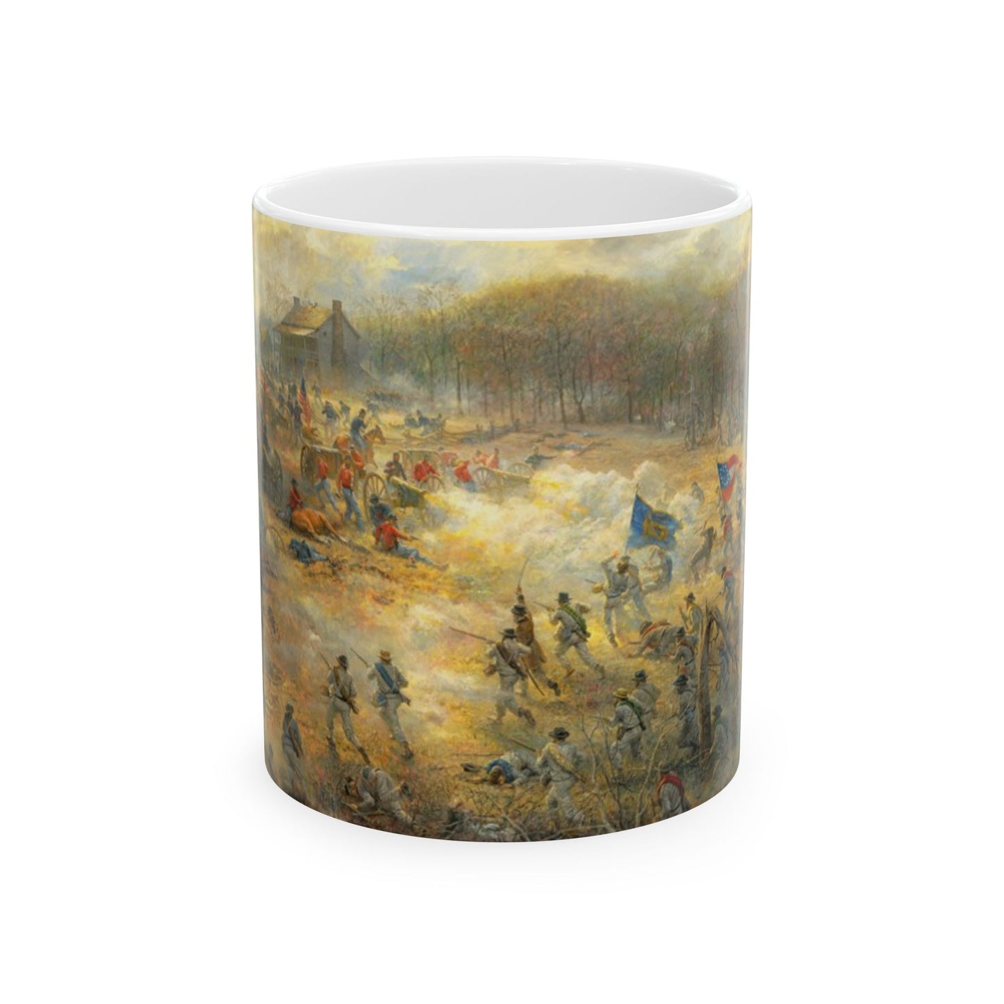 On the Battery - Ceramic Mug with Pea Ridge Civil War Design.