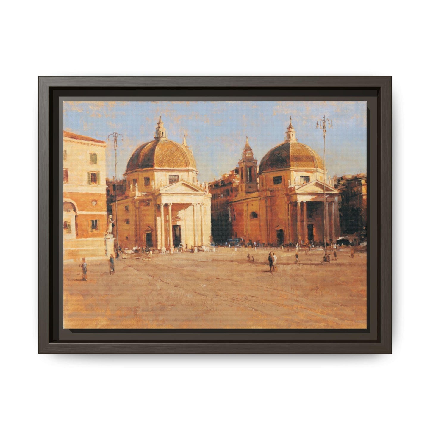 Piazza del Popolo - Framed Matte Canvas Art - Colorful Italian Landscape - Andy Thomas Designs