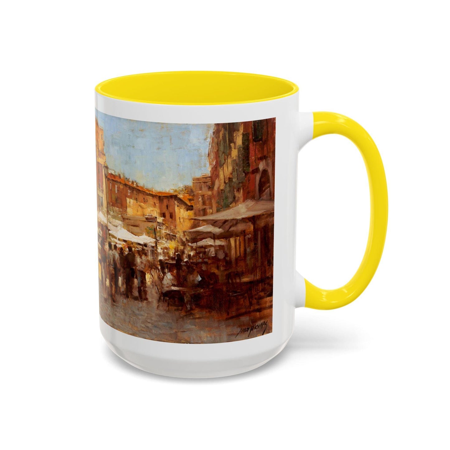 Tuscany Markets in the Middle - Elegant Accented Coffee Mug - 11oz & 15oz - Italian Landscapes - Andy Thomas Designs