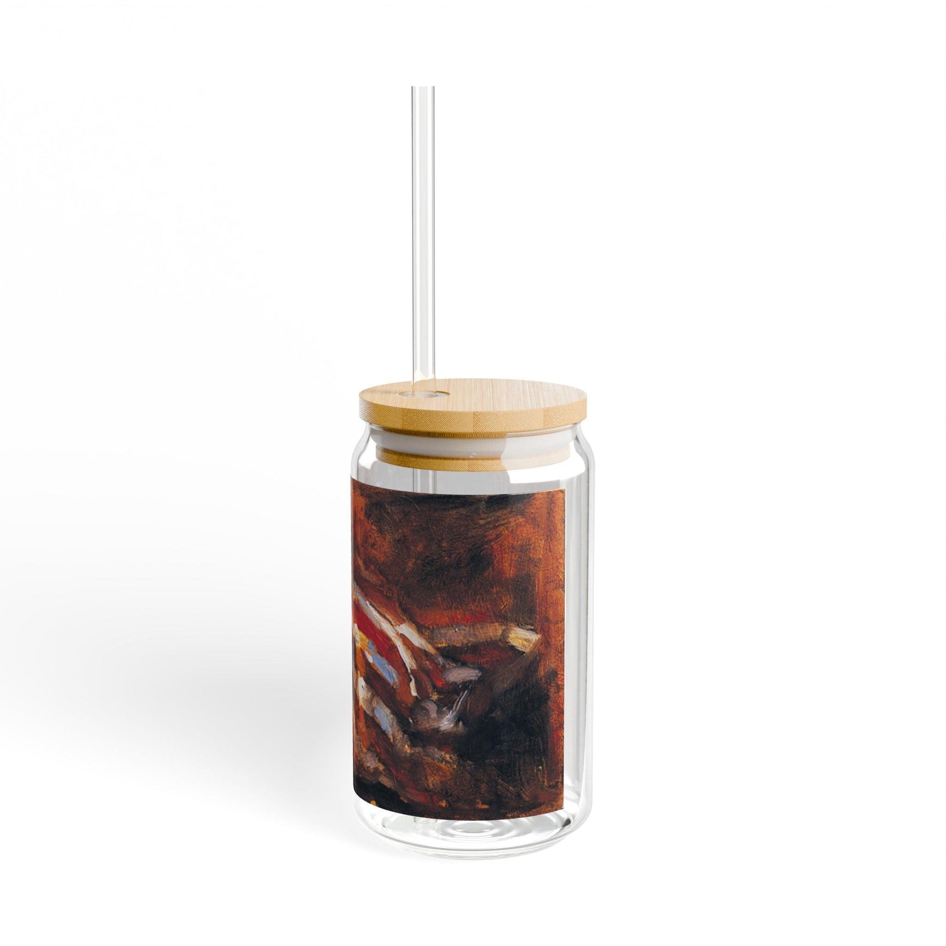 Old Glory | Artistic 16oz Sipper Glass with Eco-Friendly Bamboo Lid - Andy Thomas Designs