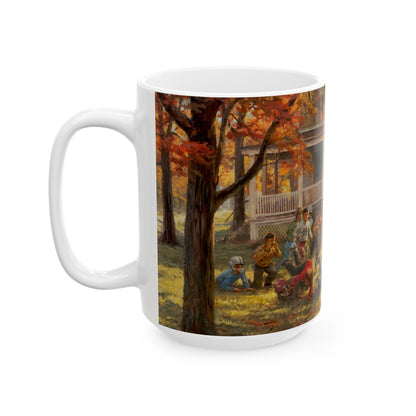Fall Football | Kids Playing Football | Ceramic Mug — Coffee Cup (11oz/15oz)