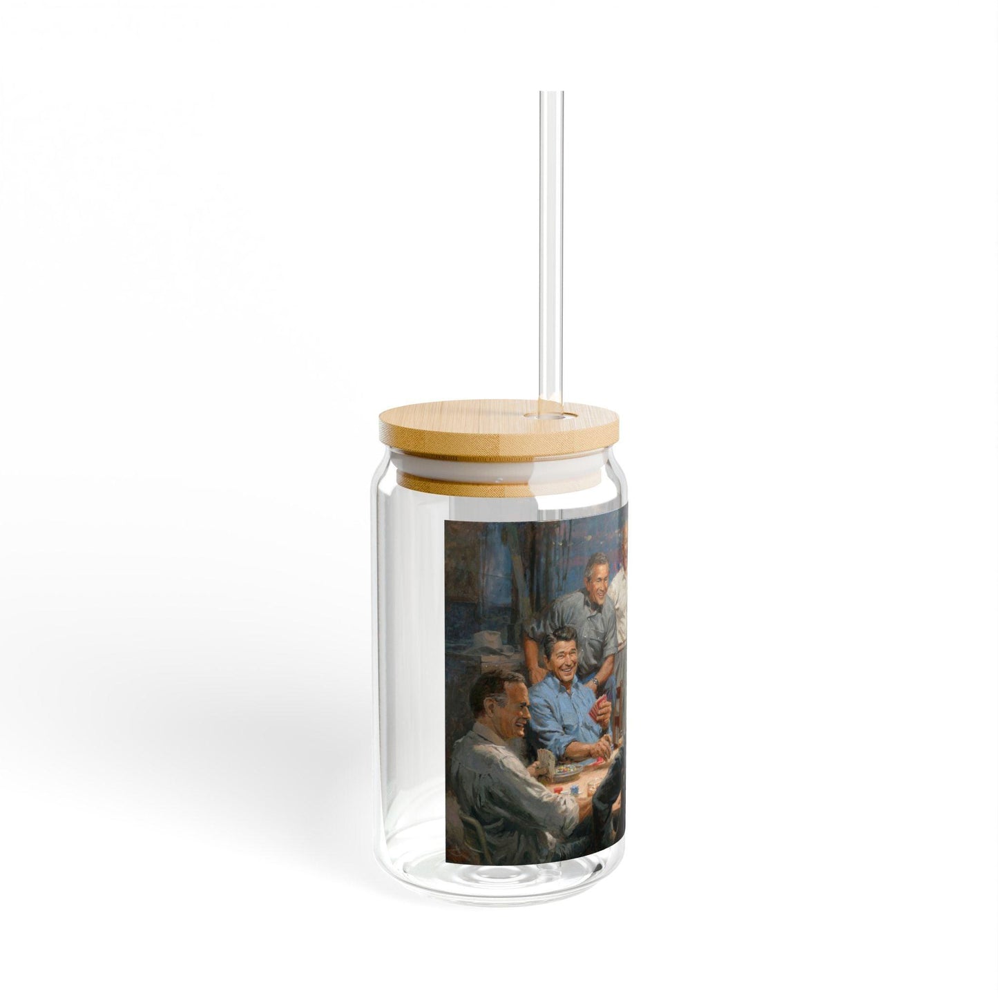 Grand Ol' Gang | Grand Ol' Party | Artistic 16oz Sipper Glass with Eco-Friendly Bamboo Lid | GOP Poker | - Andy Thomas Designs