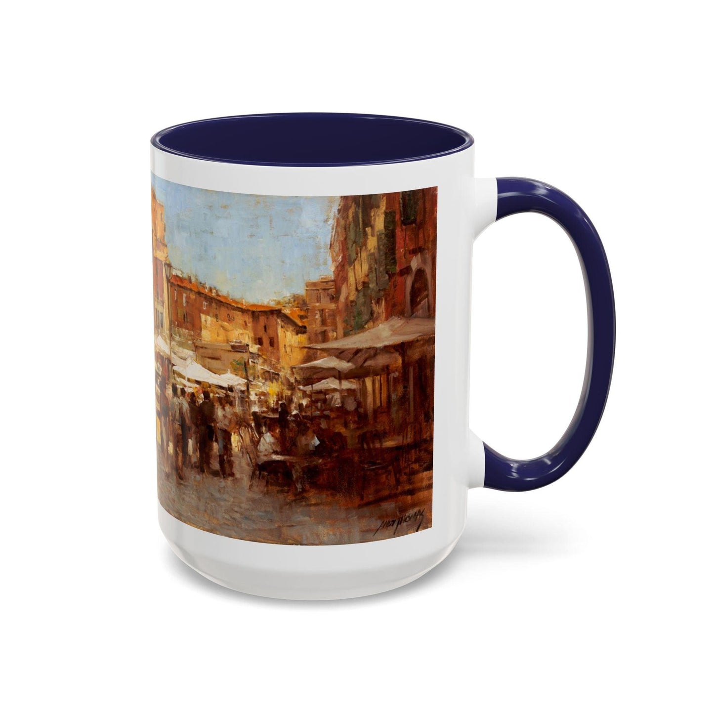 Tuscany Markets in the Middle - Elegant Accented Coffee Mug - 11oz & 15oz - Italian Landscapes - Andy Thomas Designs