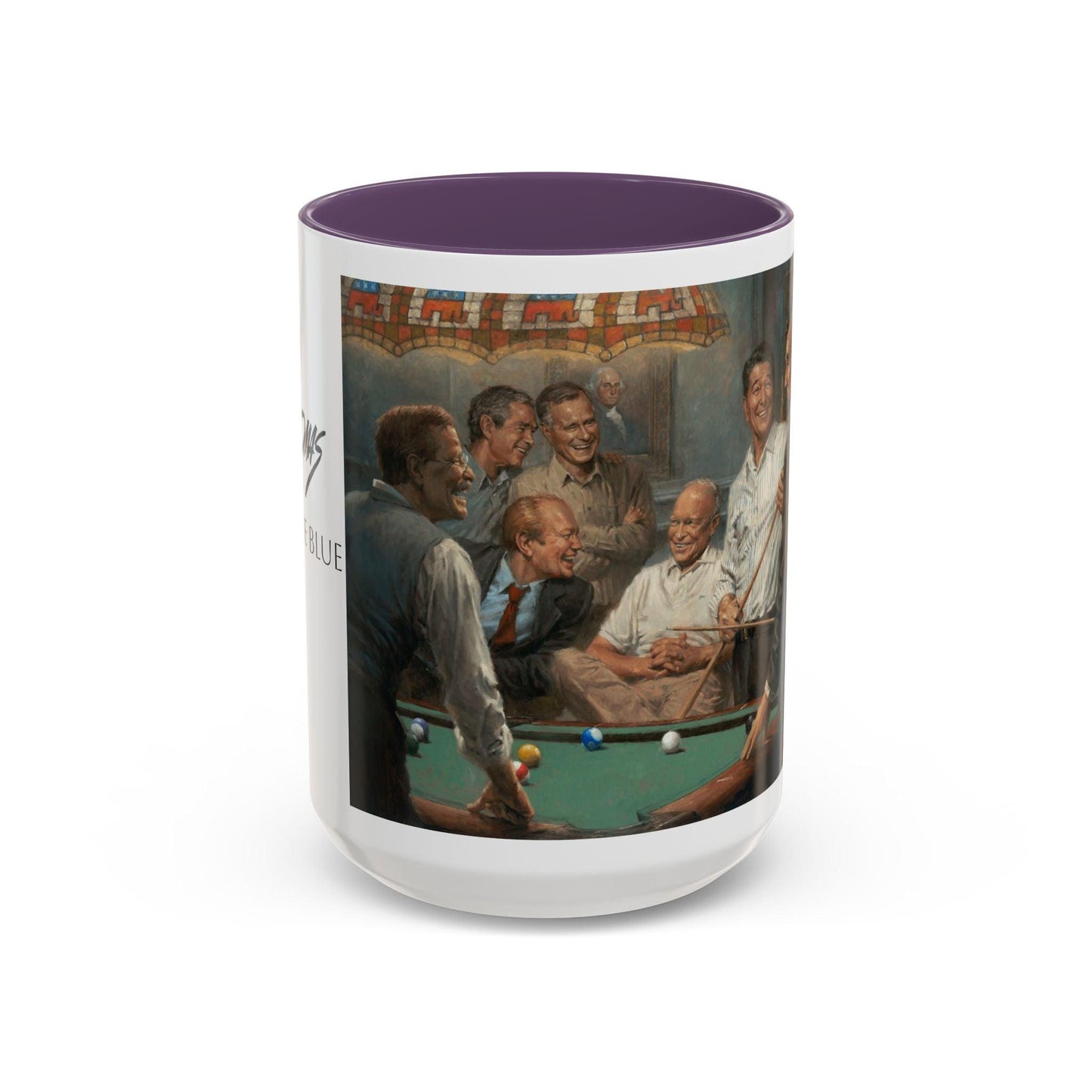 Callin' the Blue - Elegant Accent Coffee Mug 11oz & 15oz - US Presidents Playing Pool - Andy Thomas Designs