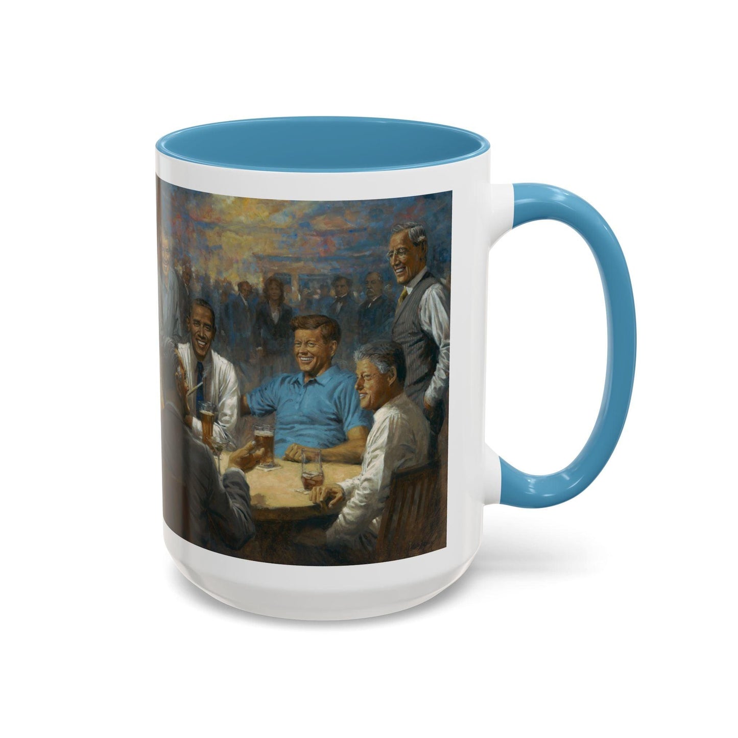 The Dem. Club Coffee Mug - 11oz & 15oz - Past Presidents Social Club with Obama Artwork - Andy Thomas Designs