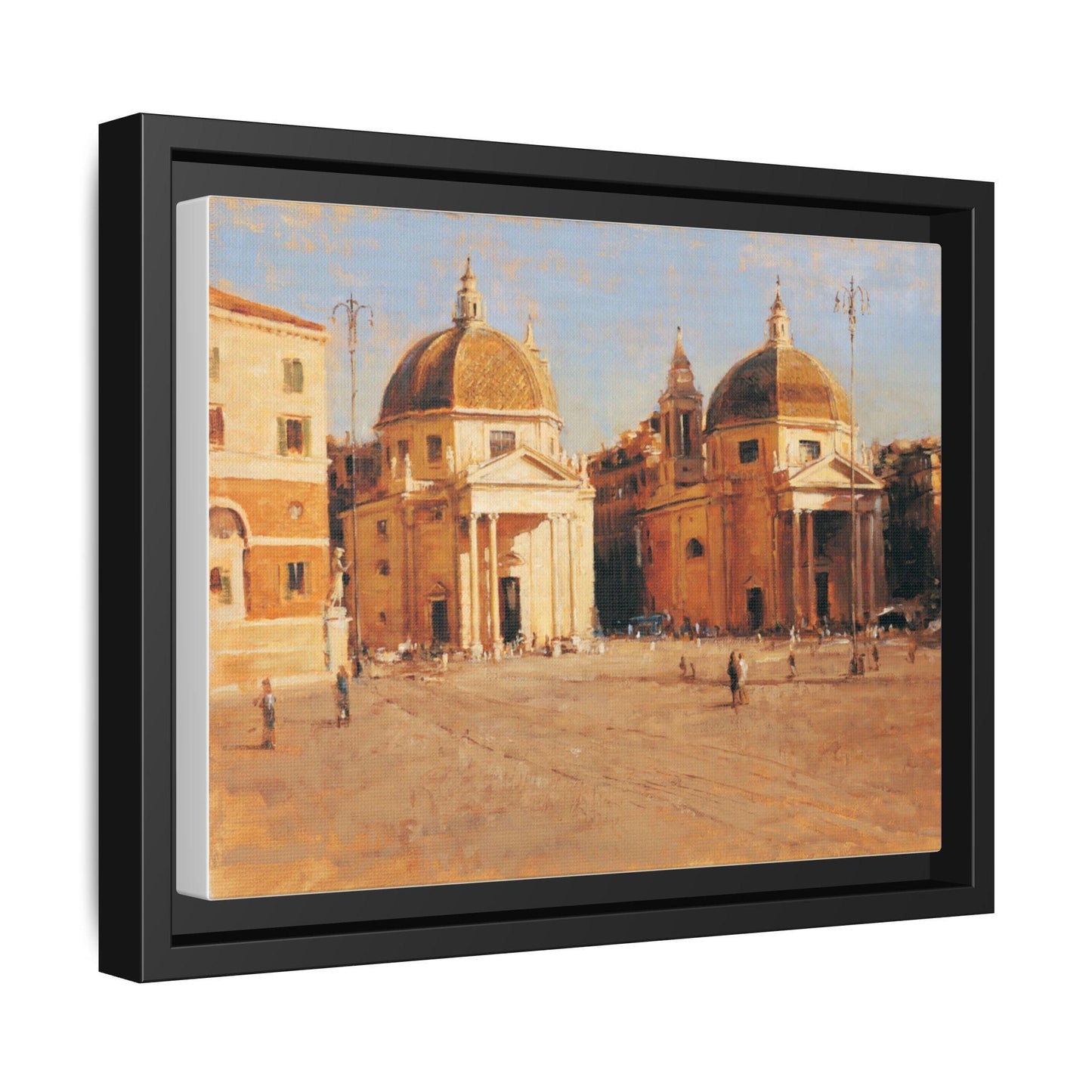 Piazza del Popolo - Framed Matte Canvas Art - Colorful Italian Landscape - Andy Thomas Designs