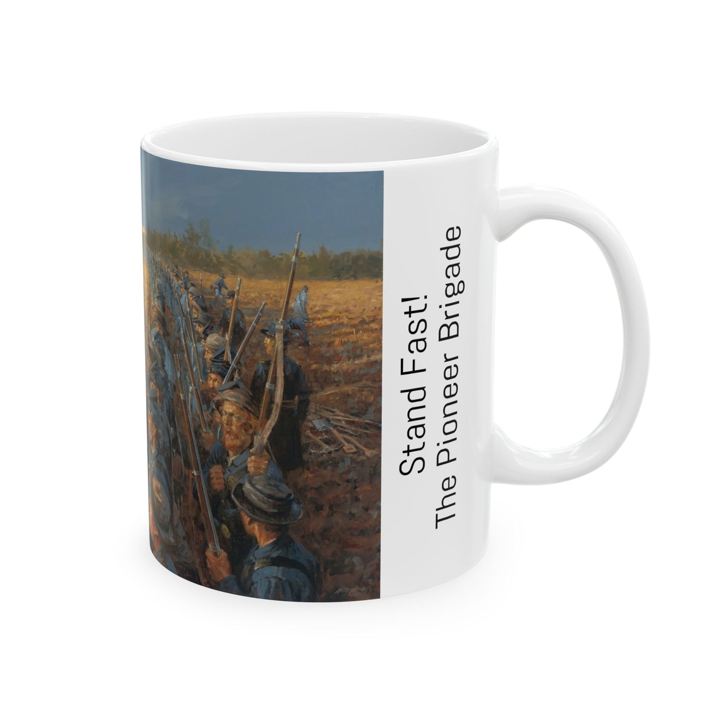Stand Fast! The Pioneer Brigade - Ceramic Mug with Stones River Civil War Design.