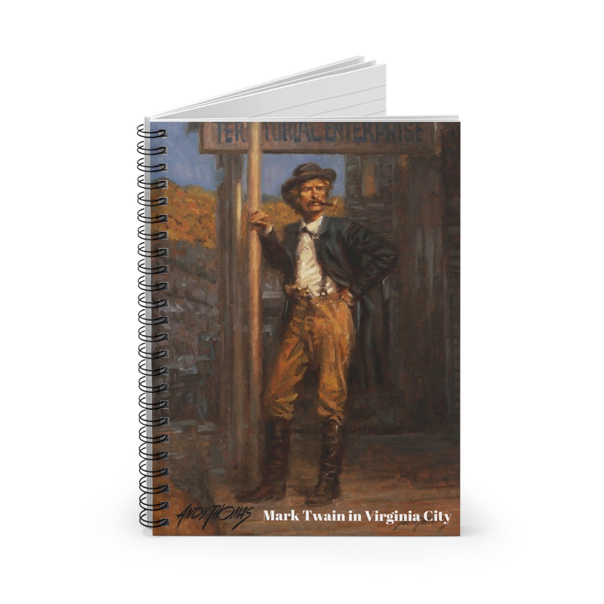 Mark Twain in Virginia City - Spiral Notebook Ruled Line - Andy Thomas Designs