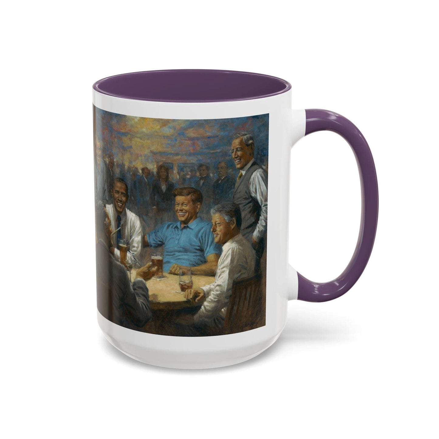 The Dem. Club Coffee Mug - 11oz & 15oz - Past Presidents Social Club with Obama Artwork - Andy Thomas Designs