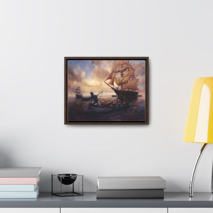 The Whale Hunt - Nautical Whaling Adventure Gallery Canvas Wrap - Framed Maritime Artwork - Andy Thomas Designs