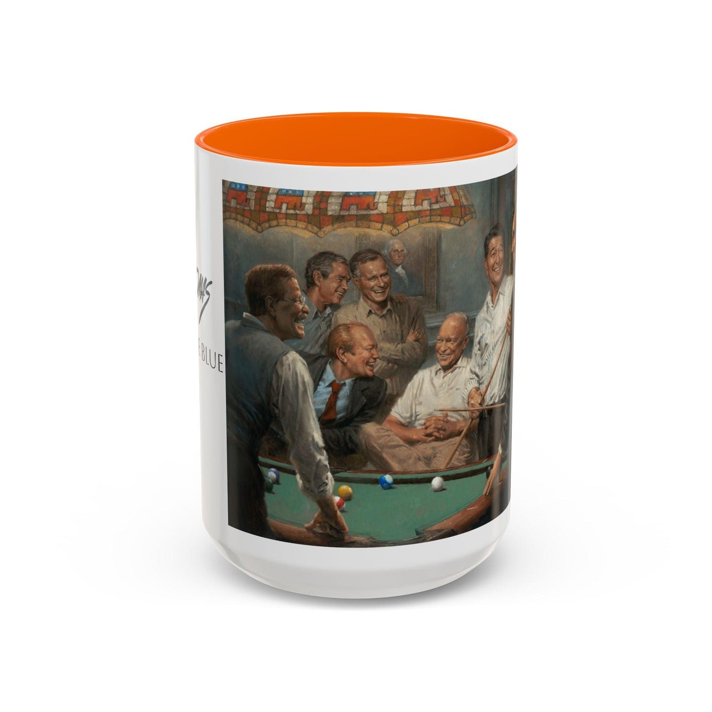 Callin' the Blue - Elegant Accent Coffee Mug 11oz & 15oz - US Presidents Playing Pool - Andy Thomas Designs