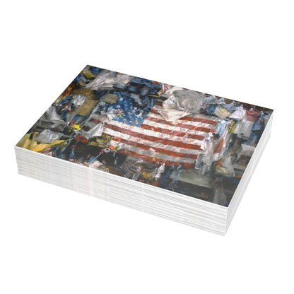 Note Cards: Gathering Around Old Glory | 9/11 Twin Towers, NYC, Tribute - Envelopes Included