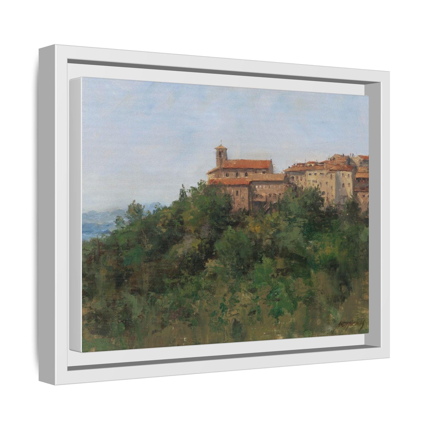 Hilltown Scansano - Framed Matte Canvas Art - Colorful Italian Landscape - Andy Thomas Designs