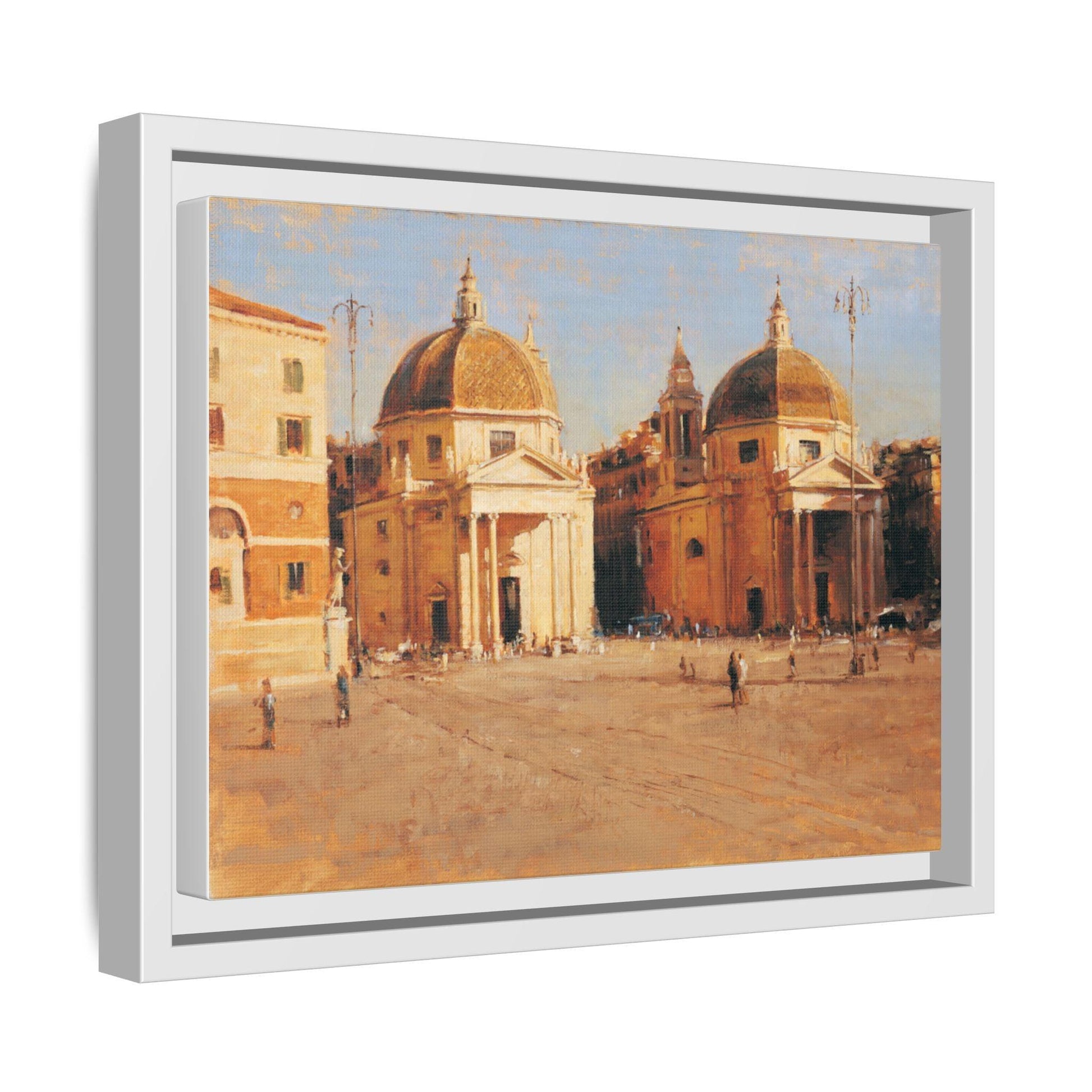 Piazza del Popolo - Framed Matte Canvas Art - Colorful Italian Landscape - Andy Thomas Designs