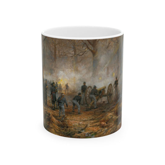 Cannon Duel - Ceramic Mug with Pea Ridge Civil War Design.