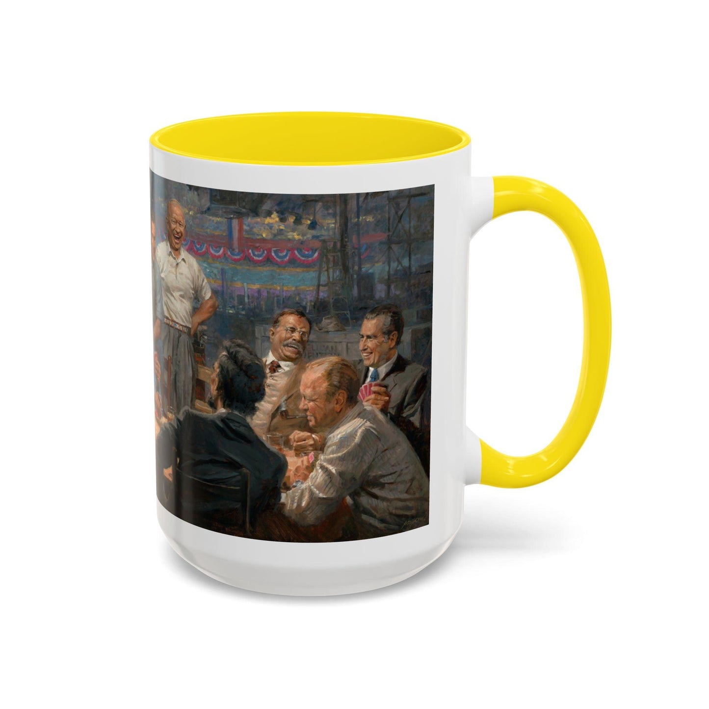 Grand Ol' Gang - Elegant Accent Coffee Mug 11oz & 15oz - US Presidents Playing Poker - Andy Thomas Designs