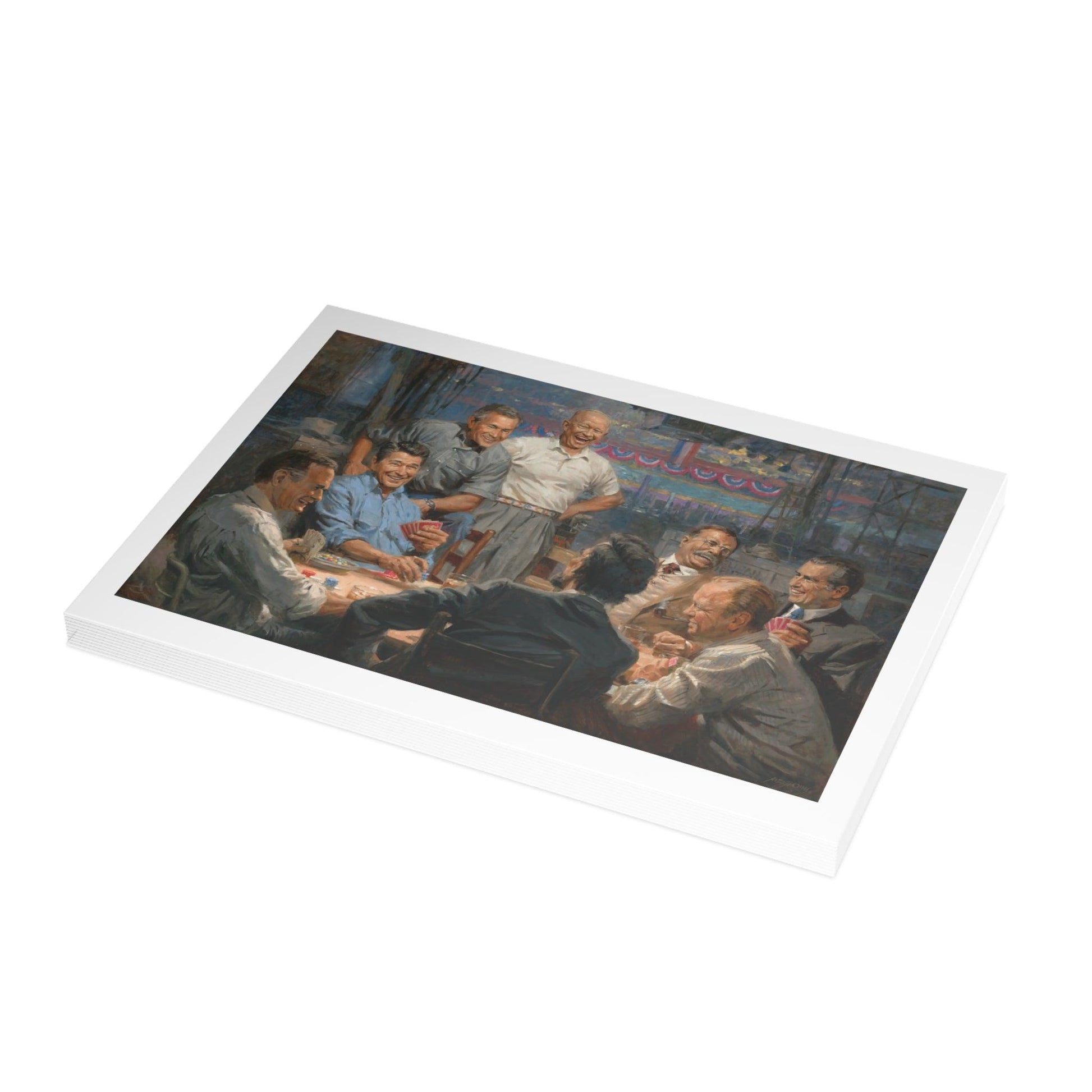 Postcards: Grand Ol' Gang | Republican Presidents Postcard Bundle Playing Poker - Envelopes Included - Andy Thomas Designs