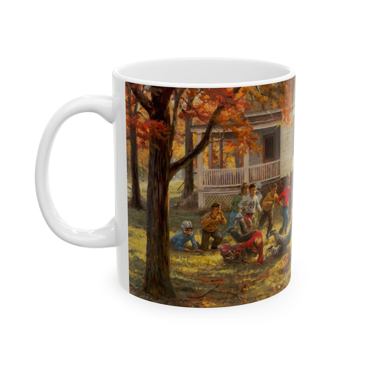 Fall Football | Kids Playing Football | Ceramic Mug — Coffee Cup (11oz/15oz)