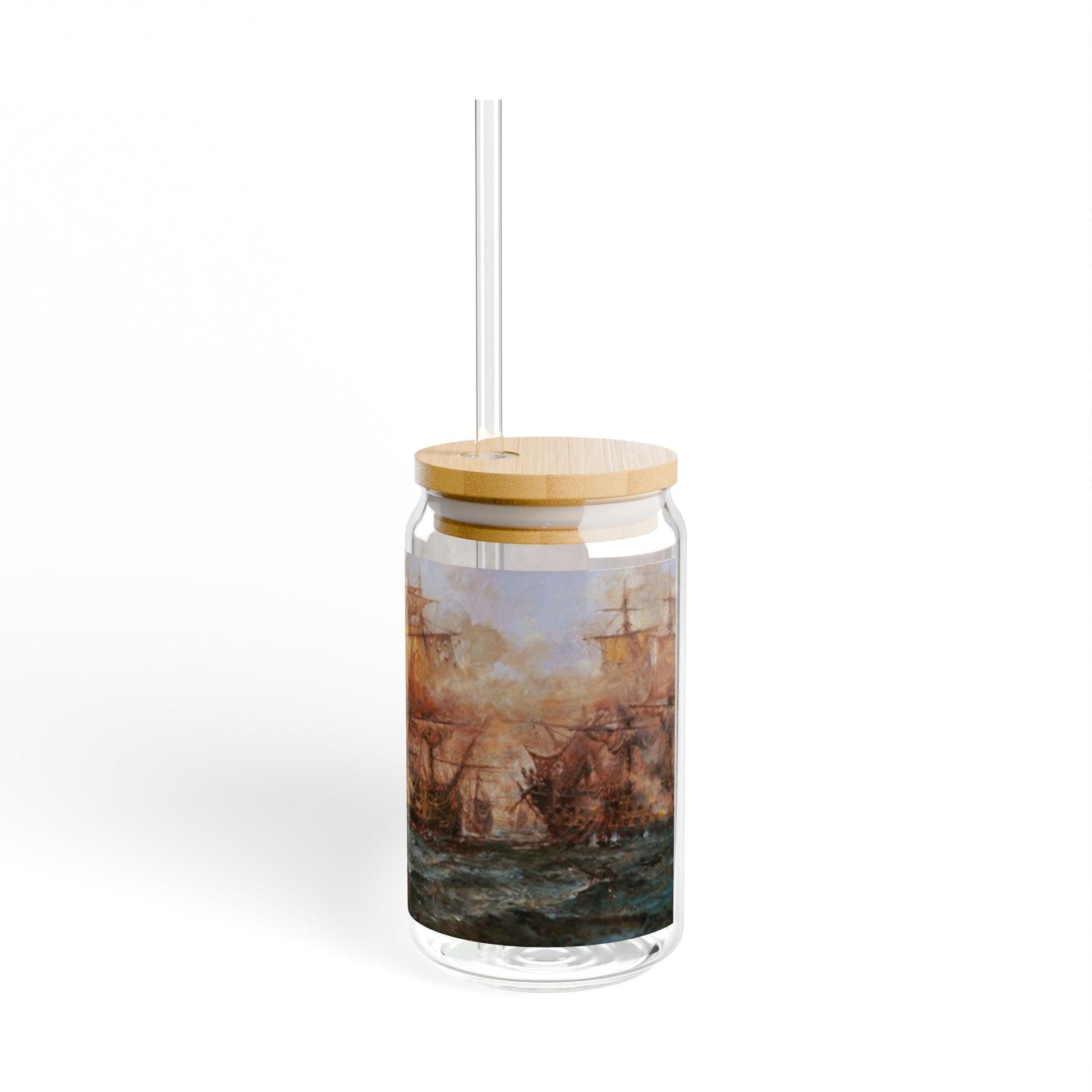 VA Battle of the Capes | Artistic 16oz Sipper Glass with Eco-Friendly Bamboo Lid - Andy Thomas Designs