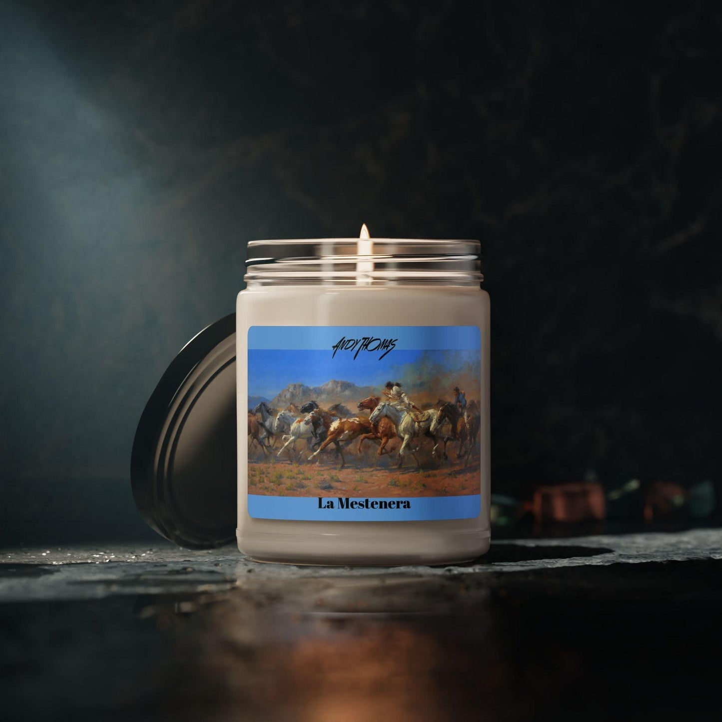 La Mestenera - Native Americans and Horses - Scented Soy Candle 9oz - Perfect Home Décor - Andy Thomas Designs