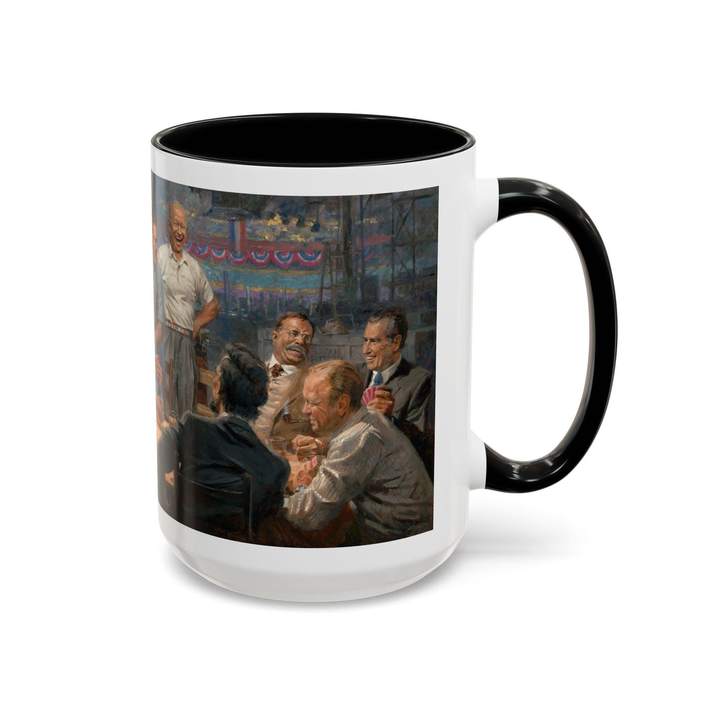 Grand Ol' Gang - Elegant Accent Coffee Mug 11oz & 15oz - US Presidents Playing Poker - Andy Thomas Designs