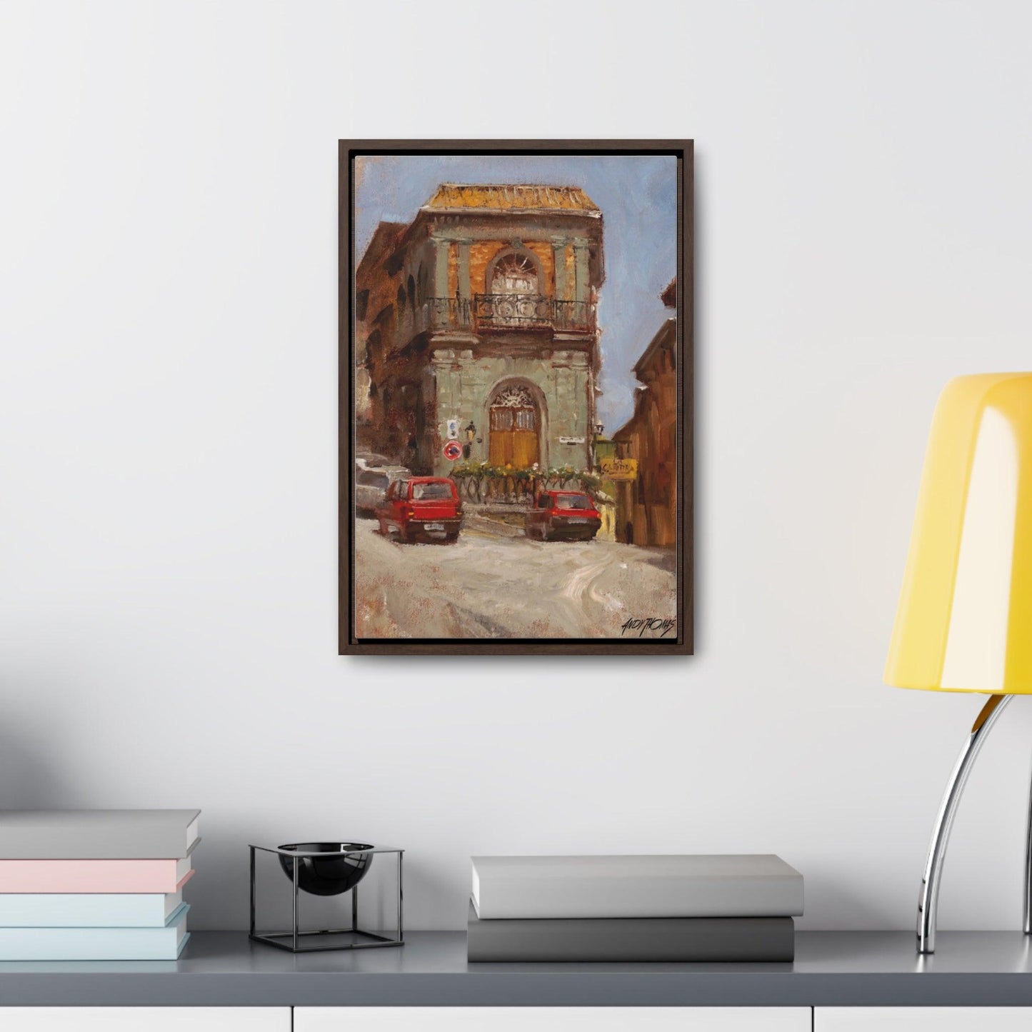 Italian Cars - Charming Vertical Canvas Wrap - Artful Italian Street Home Decor - Andy Thomas Designs