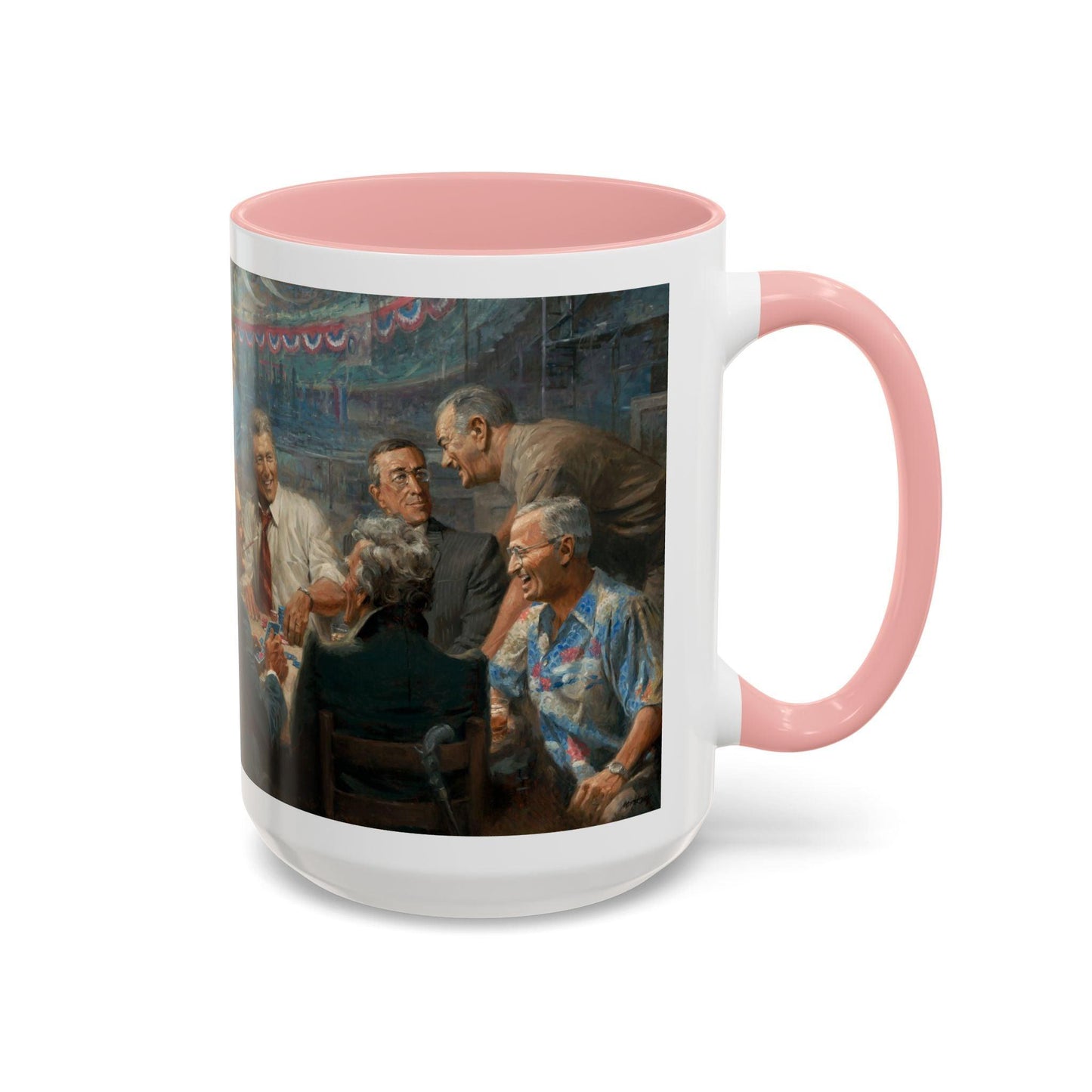 True Blues Accented Coffee Mug 11oz & 15oz - US Dem. Presidents Playing Poker - Andy Thomas Designs