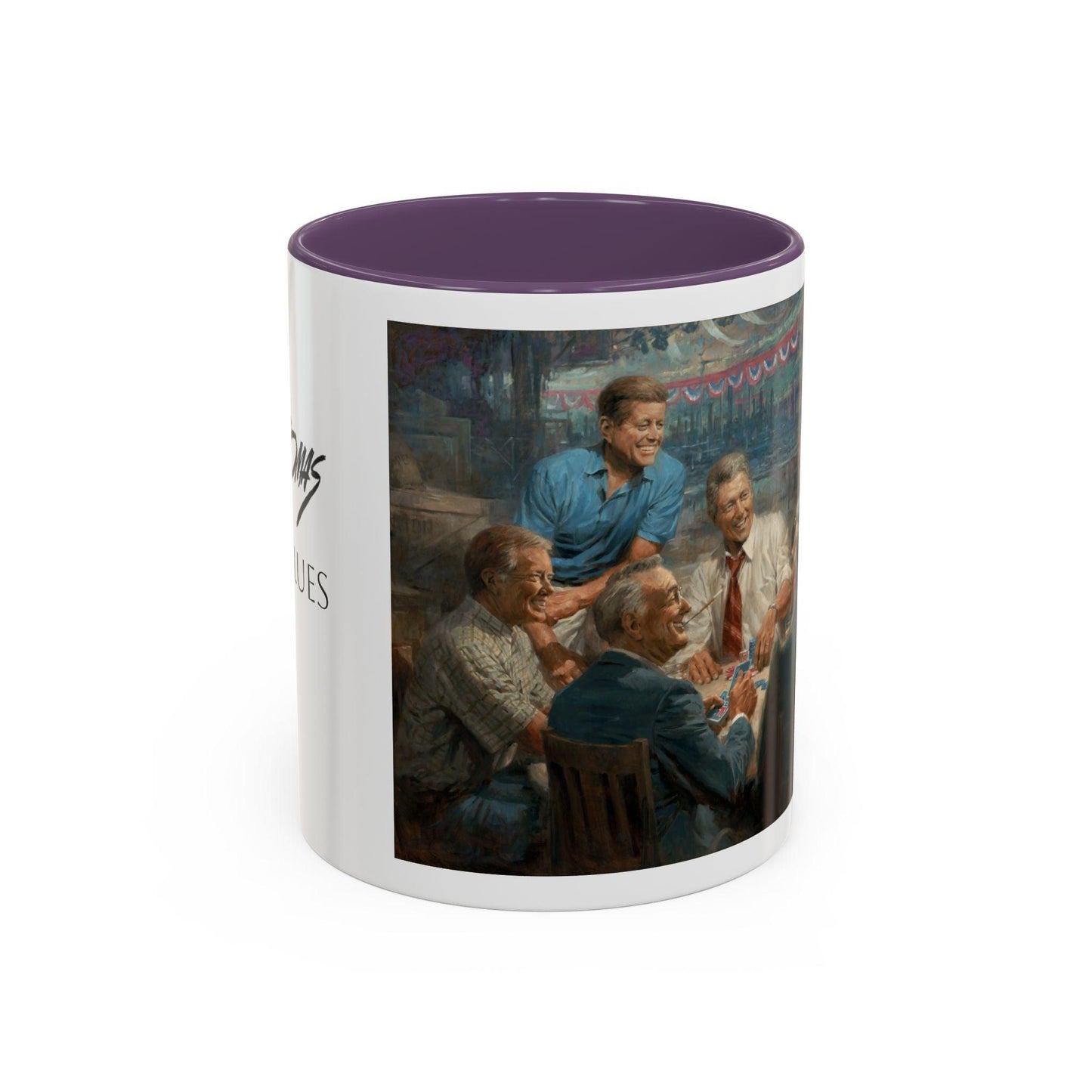 True Blues Accented Coffee Mug 11oz & 15oz - US Dem. Presidents Playing Poker - Andy Thomas Designs