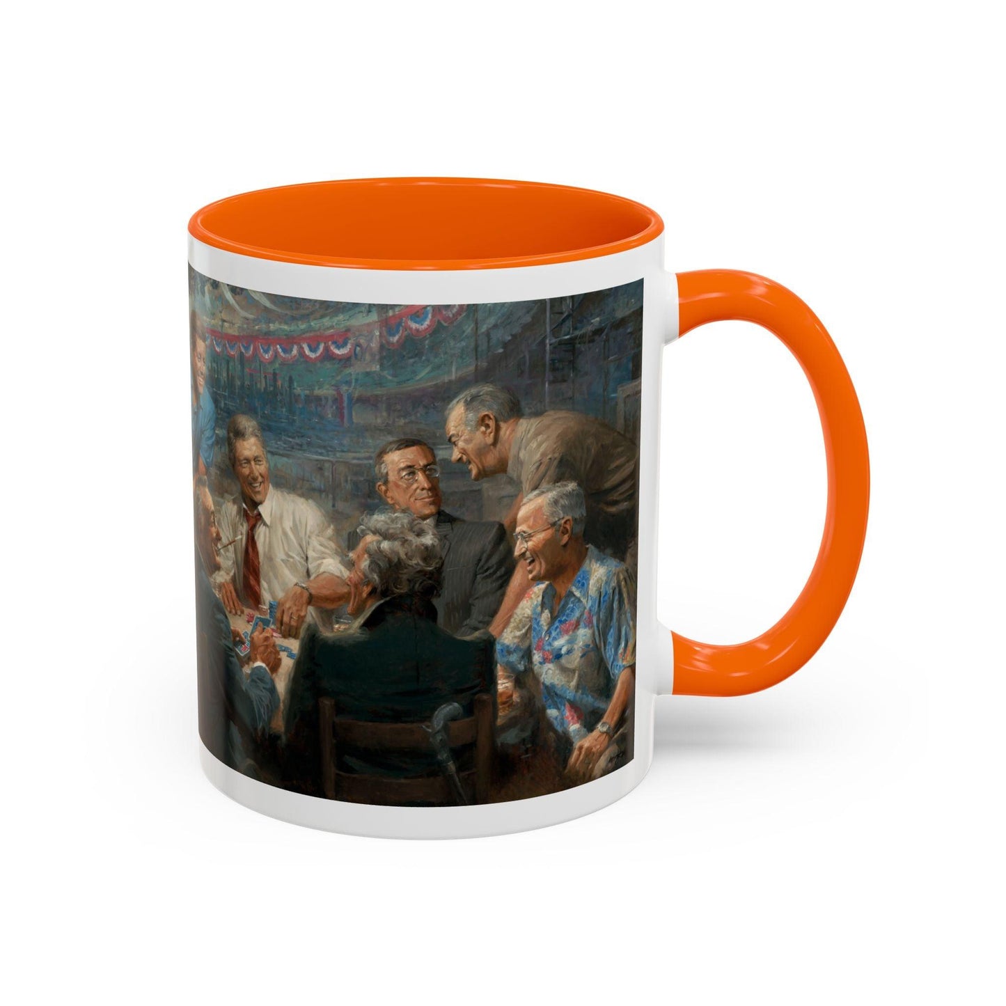 True Blues Accented Coffee Mug 11oz & 15oz - US Dem. Presidents Playing Poker - Andy Thomas Designs